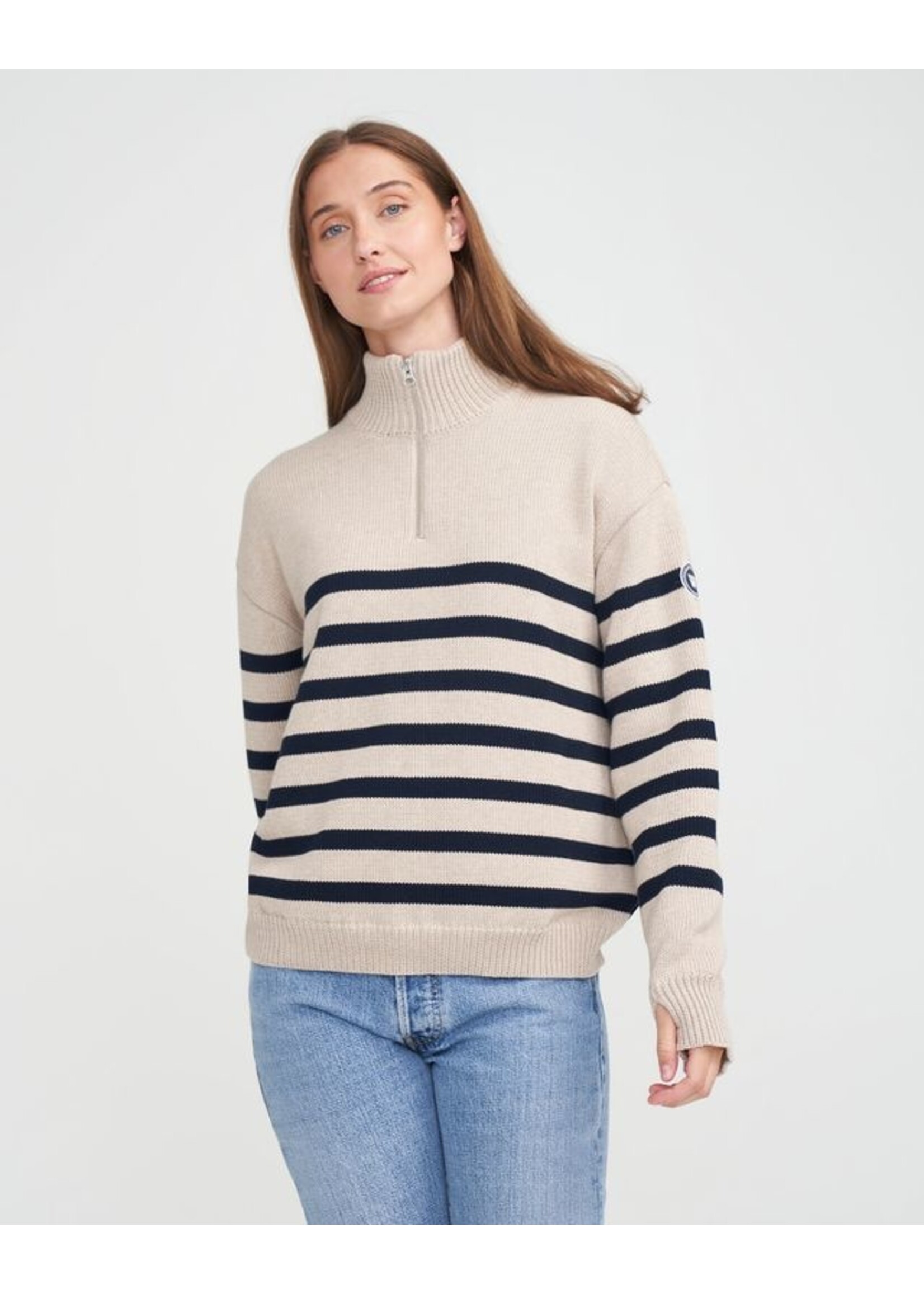Holebrook HB Regina T-Neck Windproof - Khaki / Navy