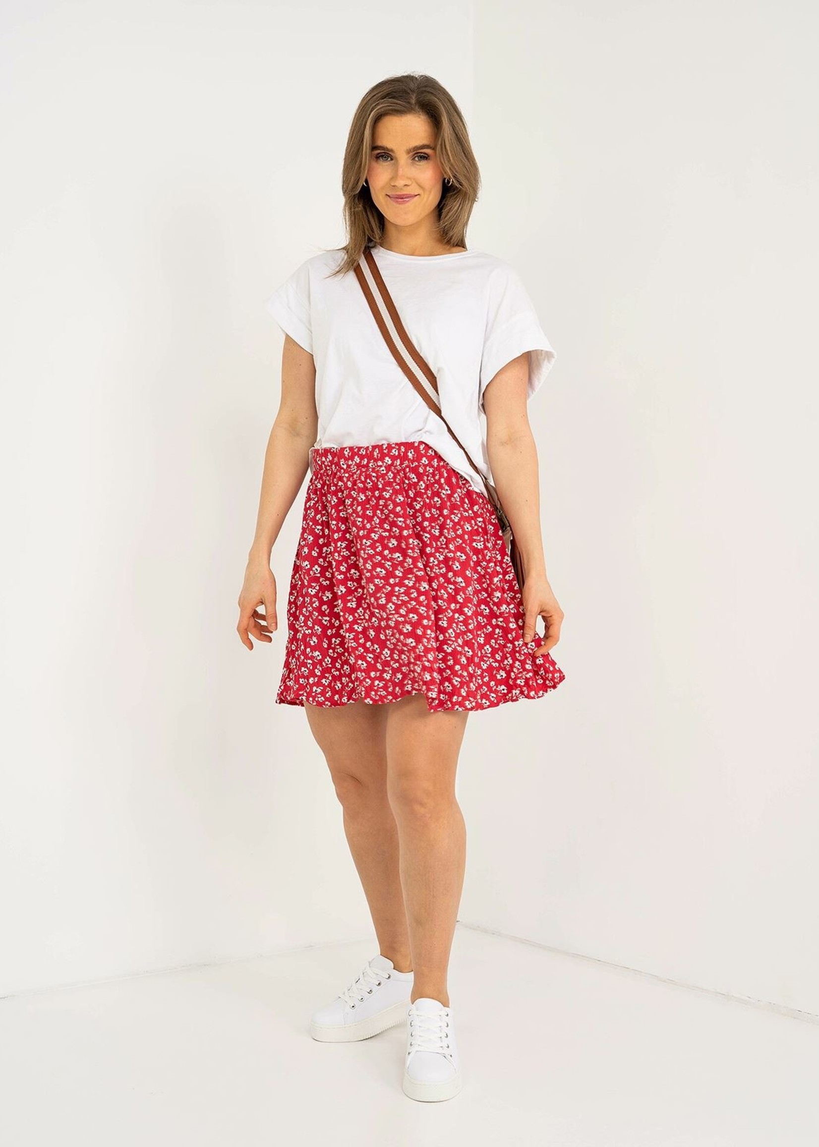 ICHI Ihmarrakech Skirt - Raspberry Wine Flower