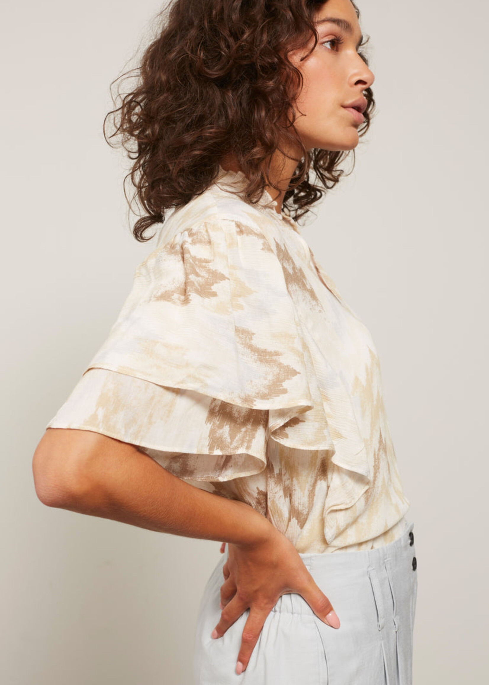 Yaya Women Yaya Women Haut Fluide AOP - Bleu Perle