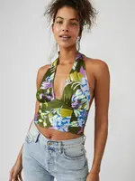 Free People FP Seraphina Halter Top -Bright Olive Combo