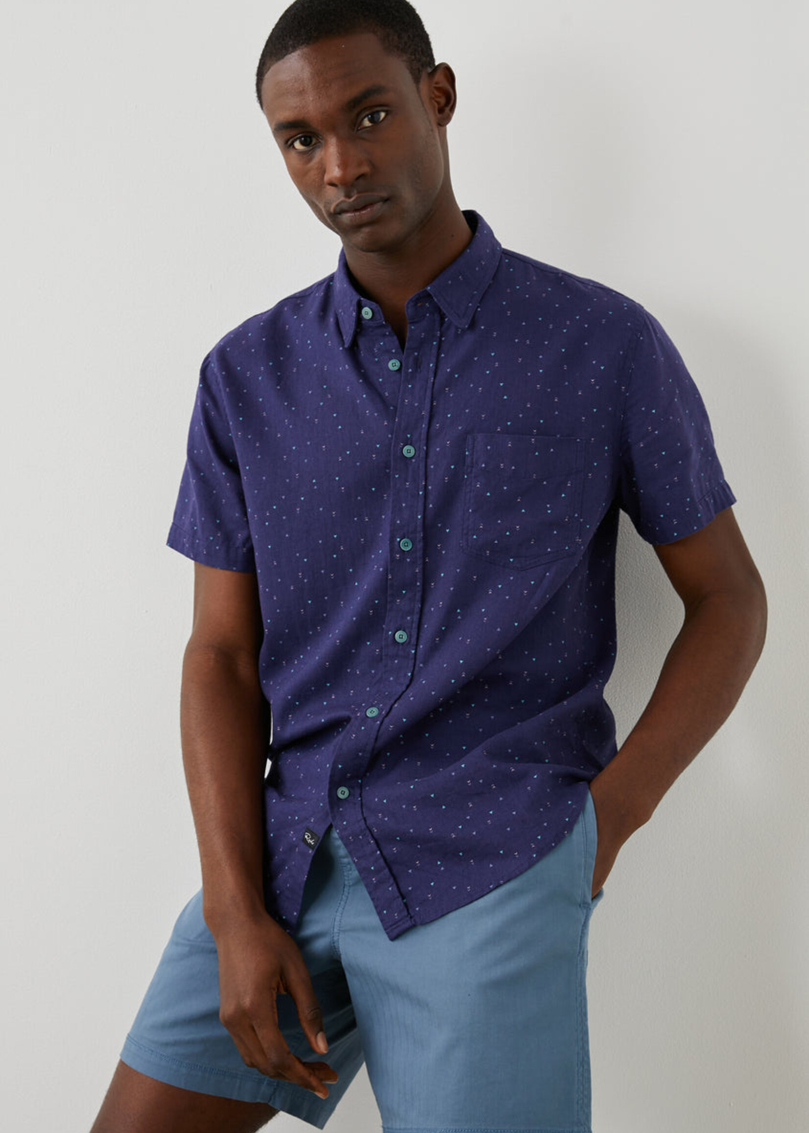 Rails RA Carson SS Shirt - Triangle Geo Retro Navy