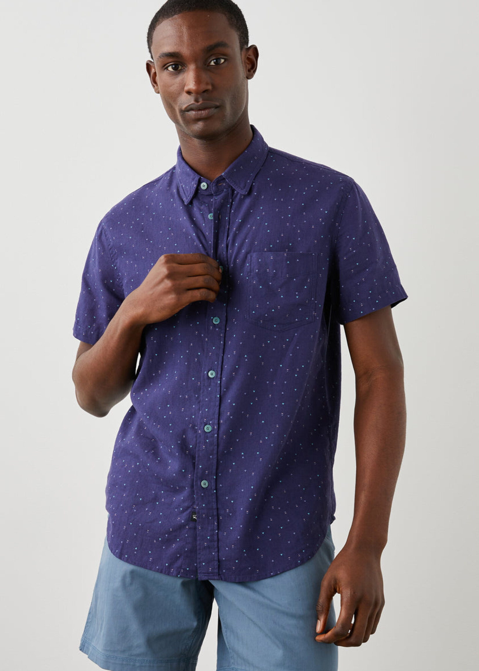 Rails RA Carson SS Shirt - Triangle Geo Retro Navy