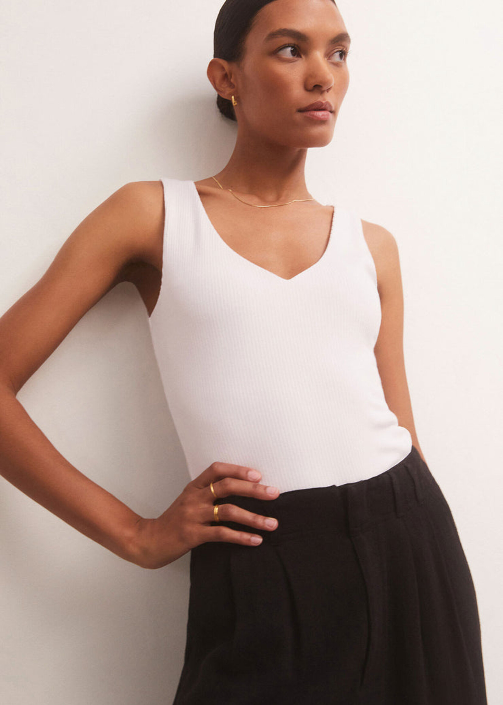 Z-Supply Z-Supply Avala V-Neck Rib Top - White