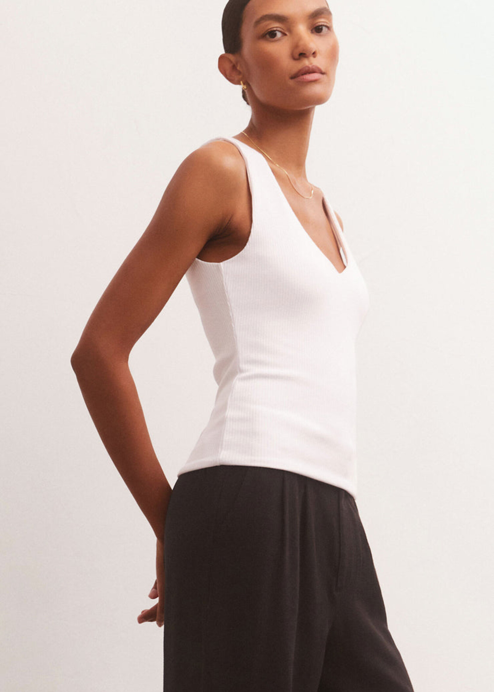 Z-Supply Z-Supply Avala V-Neck Rib Top - White