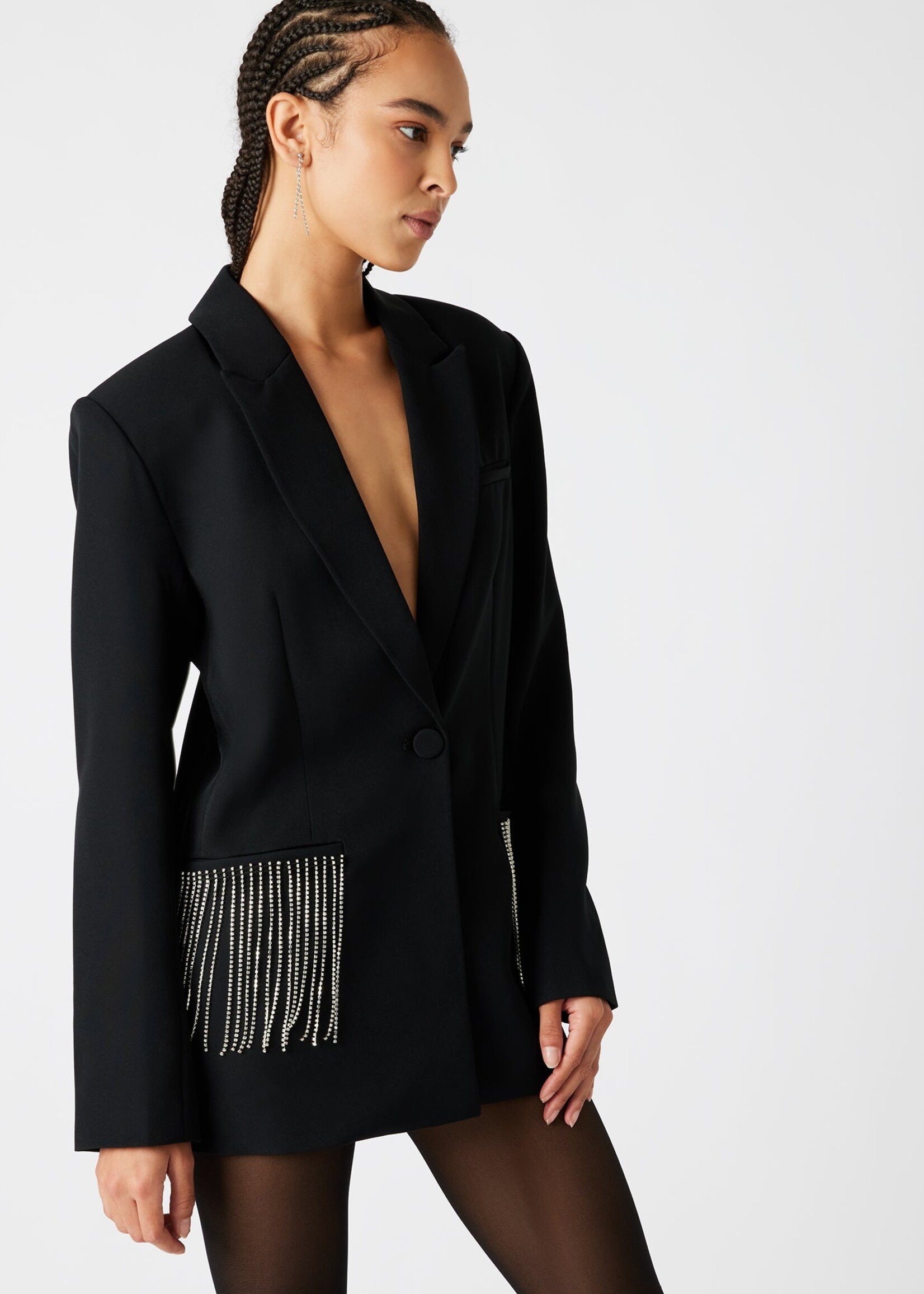 Steve Madden Steve Madden Kendra Blazer - Black With Sparkle Stripe