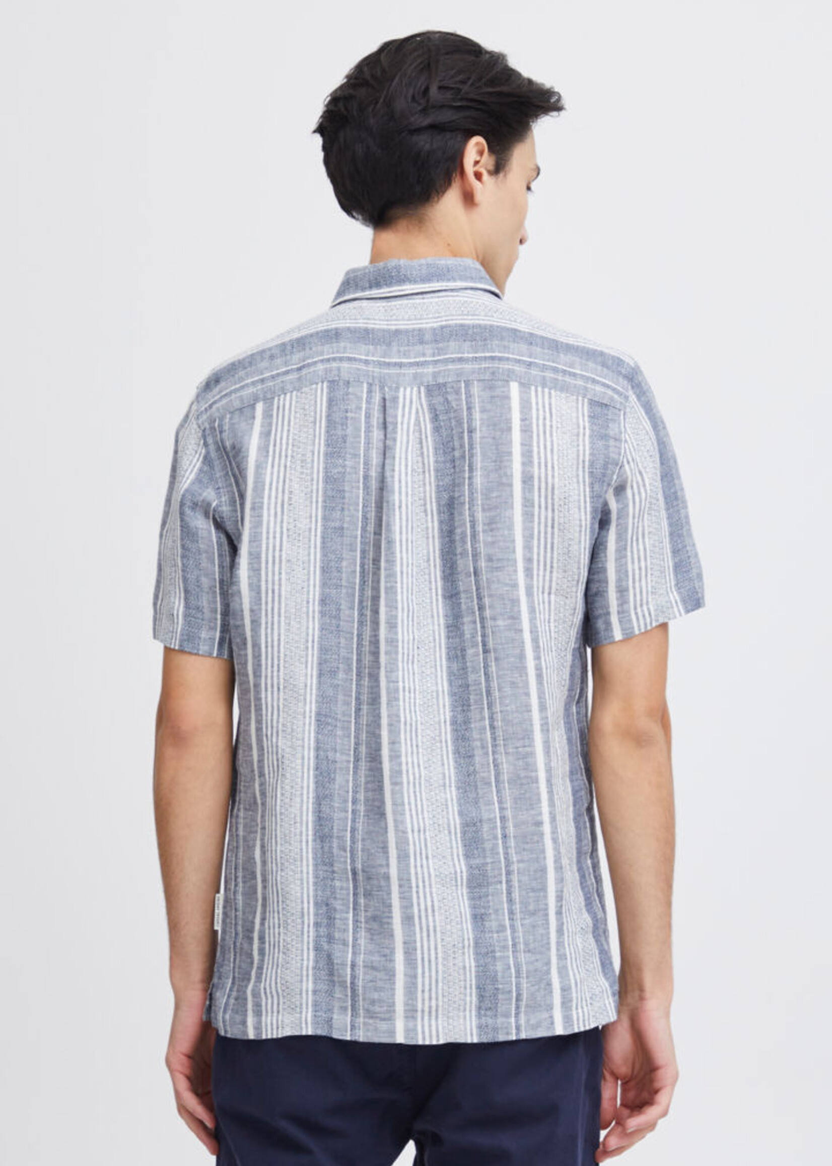 Casual Friday Casual Friday Anton Short Sleeve Linen Striped Shirt - Navy Blazer
