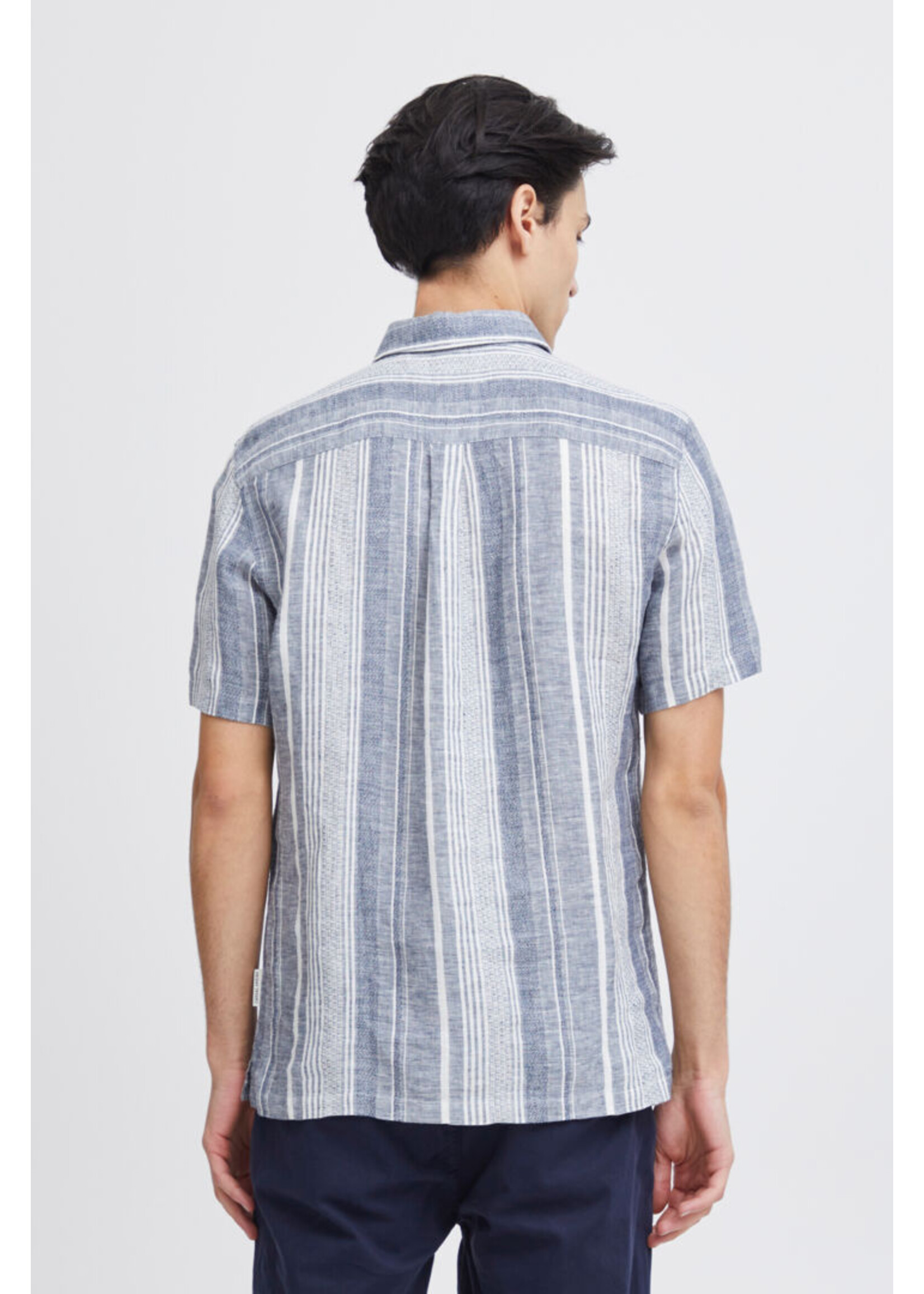 Casual Friday Casual Friday Anton Short Sleeve Linen Striped Shirt - Navy Blazer