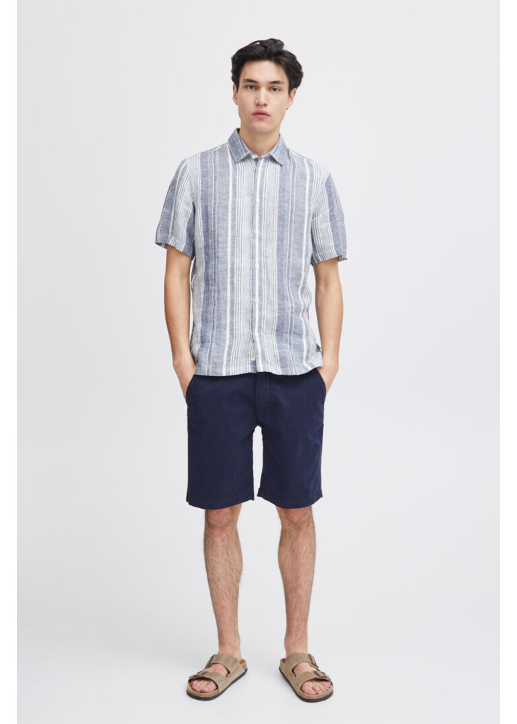 Casual Friday Casual Friday Chemise À Manches Courtes Anton En Lin - Blazer Marine