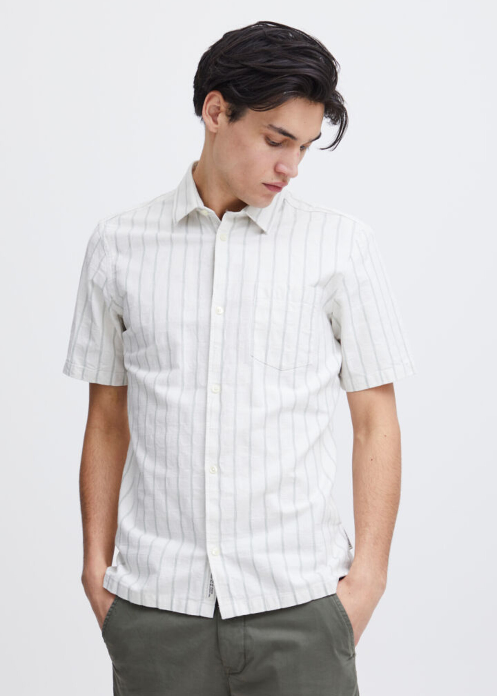 Casual Friday Casual Friday Anton Short Sleeve Stripped Structured Shirt - Ecru