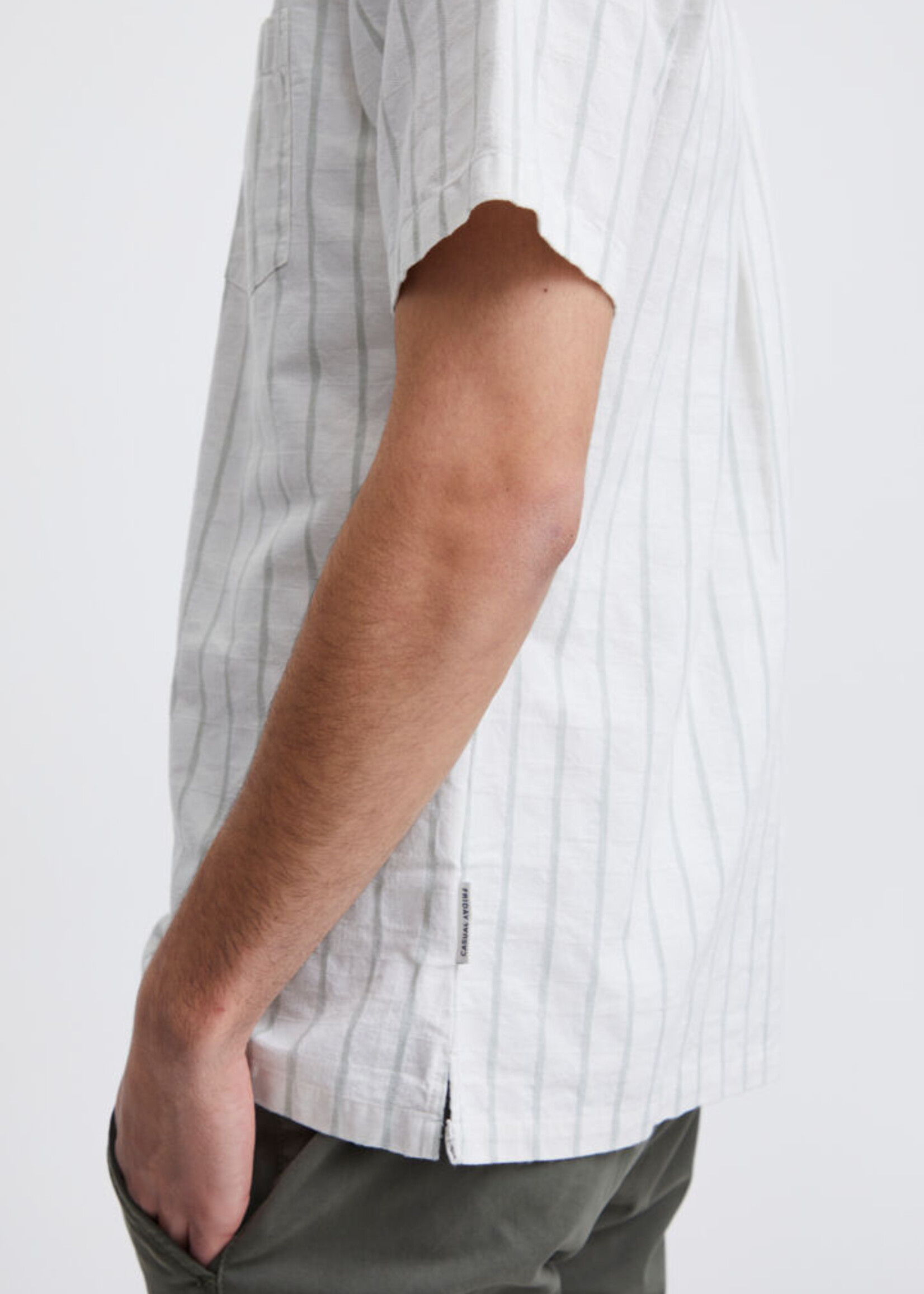 Casual Friday Casual Friday Anton Short Sleeve Stripped Structured Shirt - Ecru