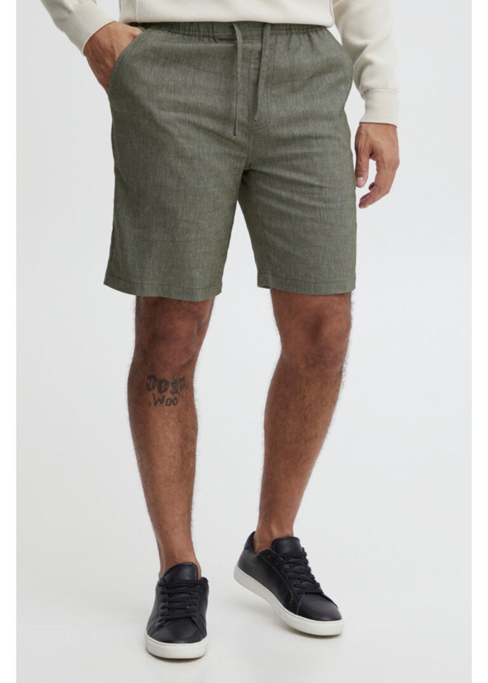 Casual Friday Casual Friday Short en Mélange de Lin Phelix  - Burnt Olive Melange