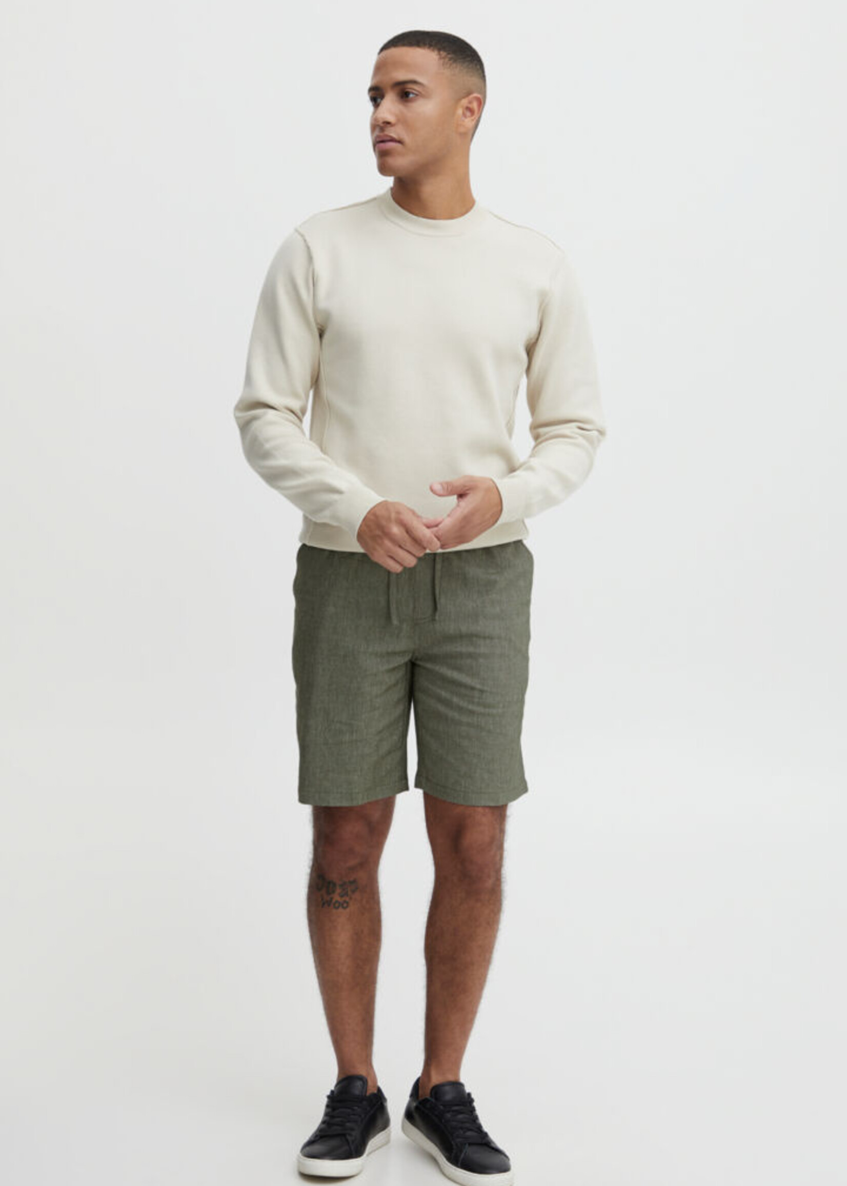 Casual Friday Casual Friday Short en Mélange de Lin Phelix  - Burnt Olive Melange