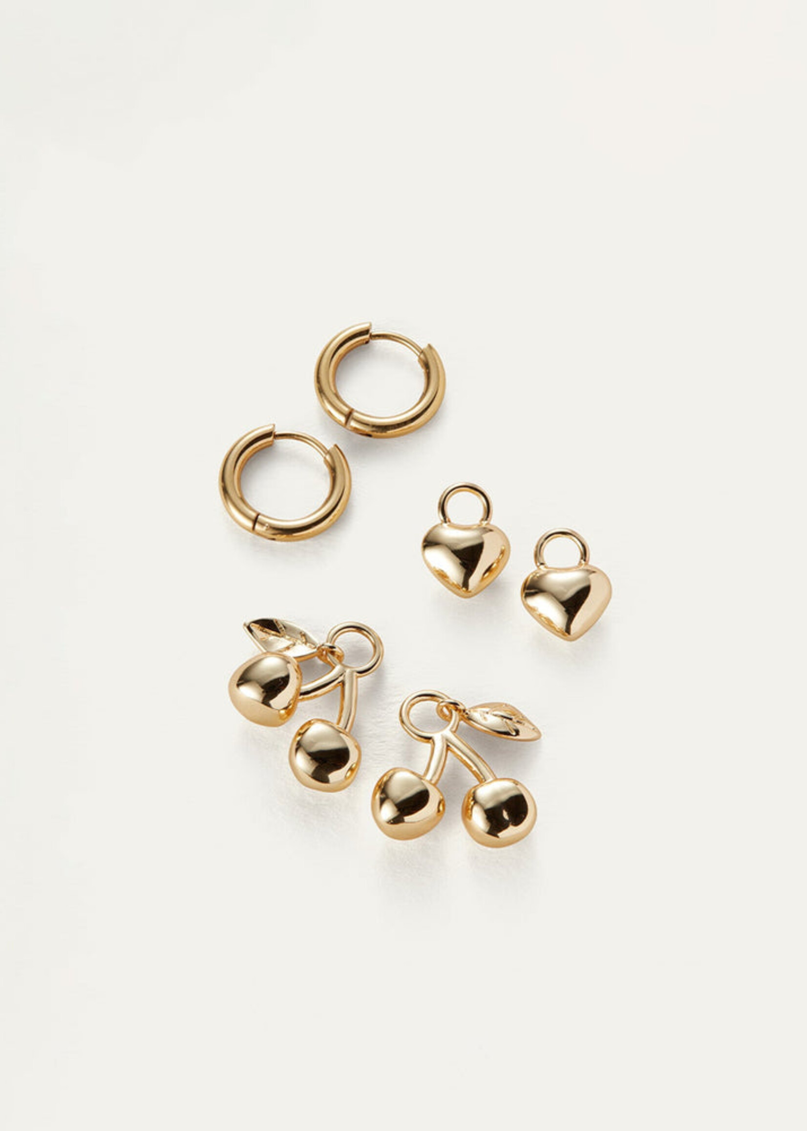 Jenny Bird Puffy Heart and Cherry Huggie Play Kit - Gold