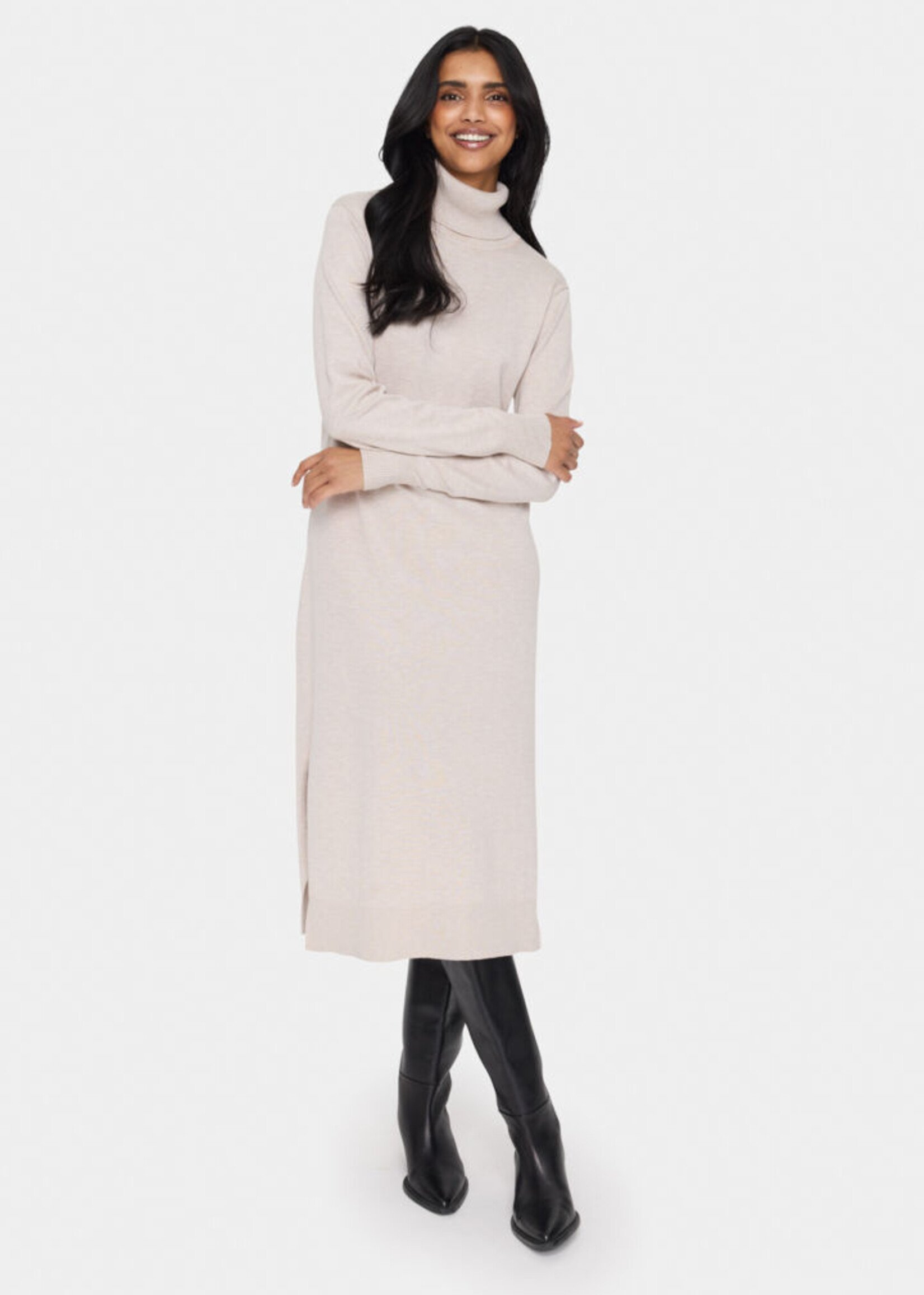 Saint Tropez Saint Tropez MilaSZ Roll Neck Dress - Grey Melange