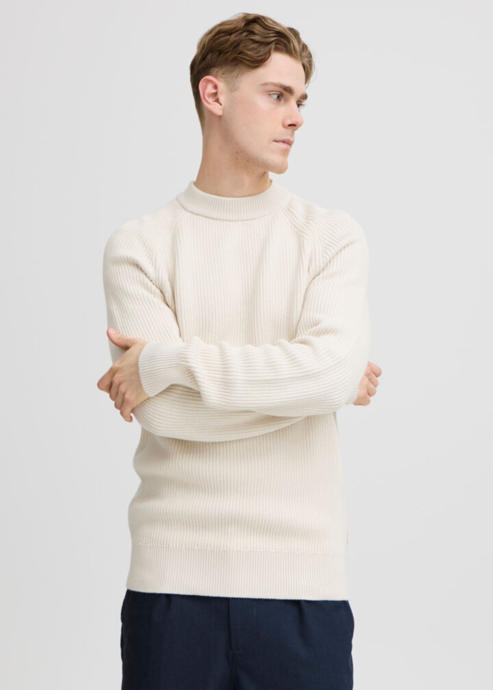 Casual Friday Casual Friday Kristian Raglan Rib Crewneck Knit - Pumice Stone
