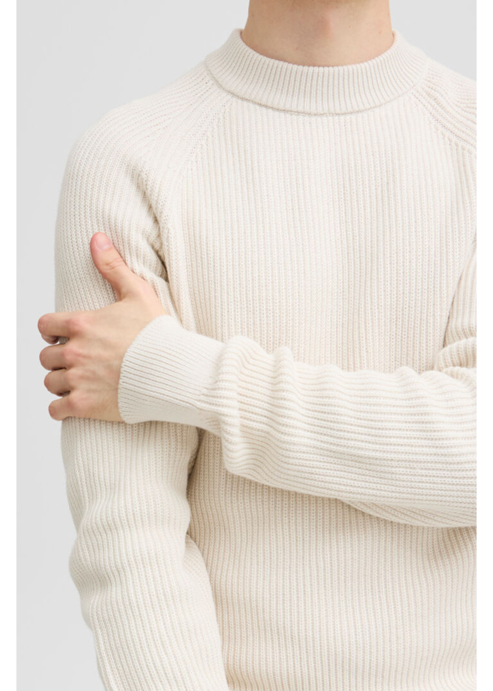 Casual Friday Casual Friday  Tricot côtelé à col rond tKristian Raglan - Pumice Stone