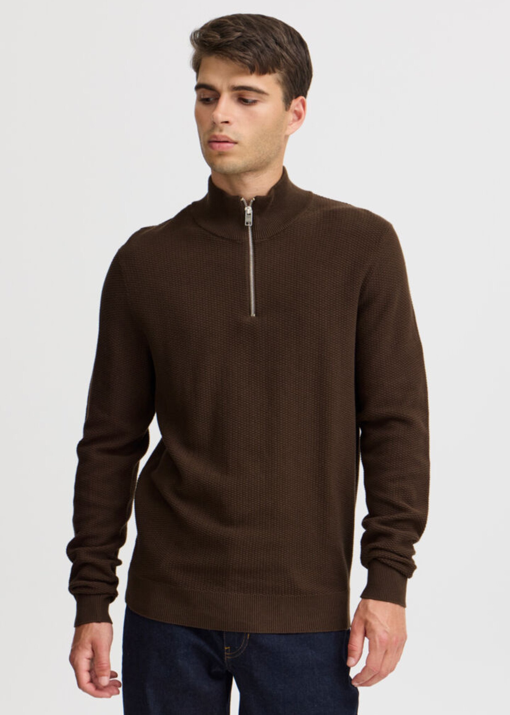 Casual Friday Casual Friday Karl Structured Half Zip Knit - Demitasse