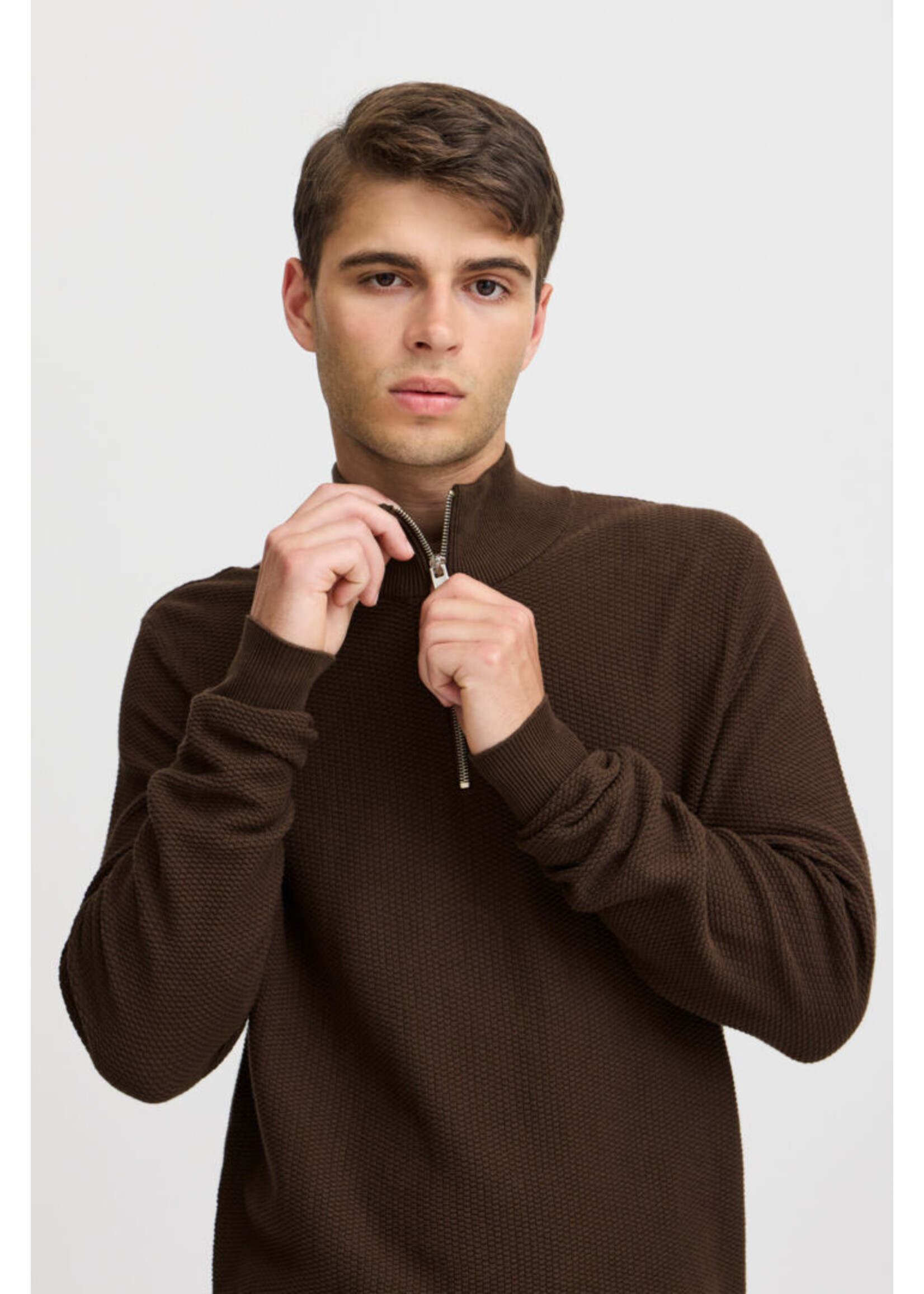 Casual Friday Casual Friday Tricot demi-zip Karl Structured  - Demitasse