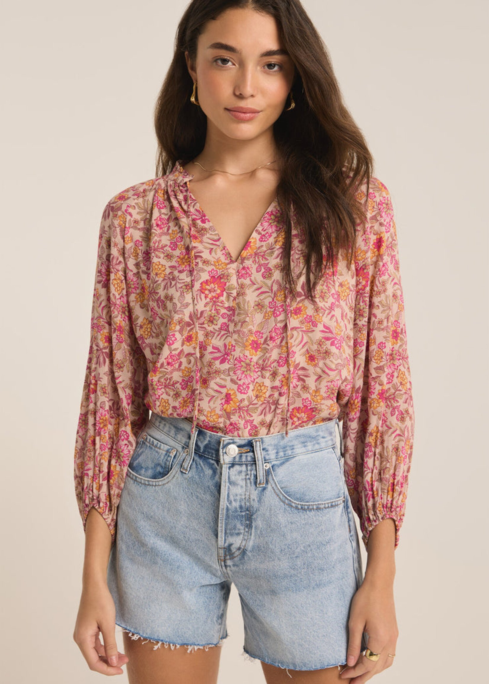 Z-Supply Z Supply Carine Lima Floral Top - Cactus Flower