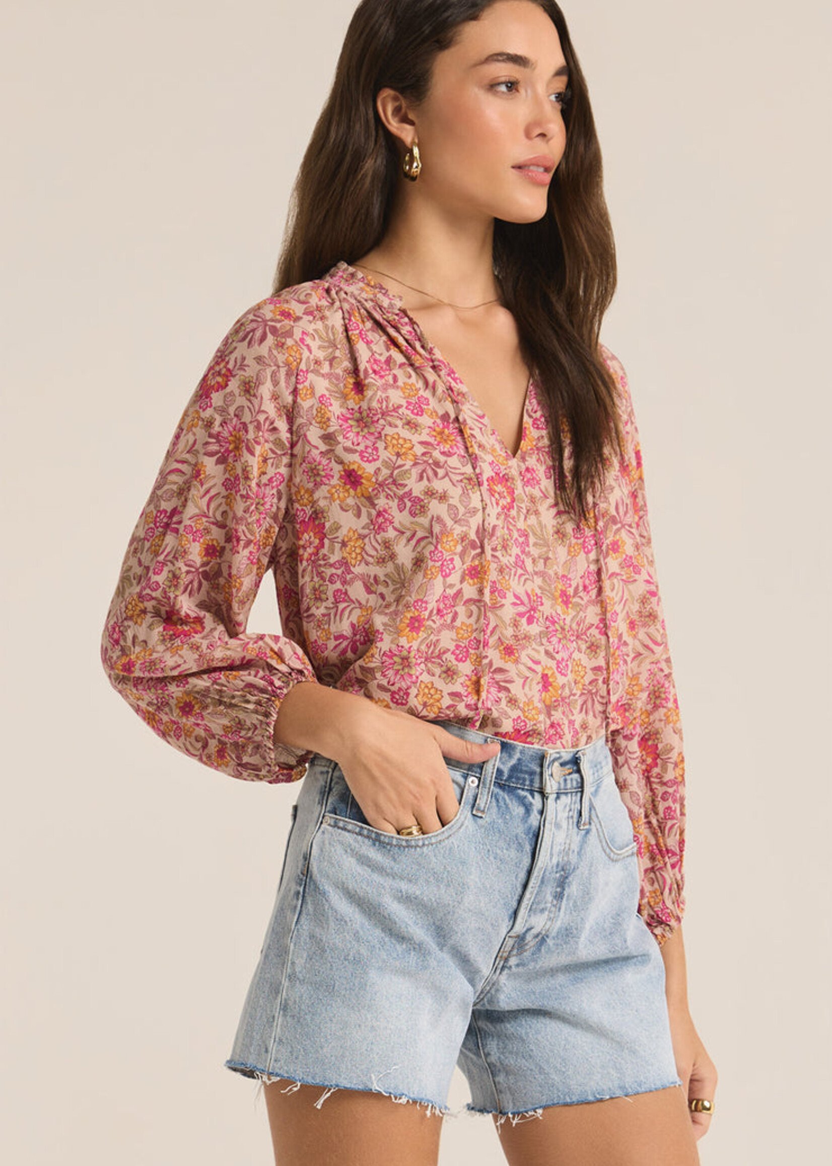 Z-Supply Z Supply Carine Lima Floral Top - Cactus Flower