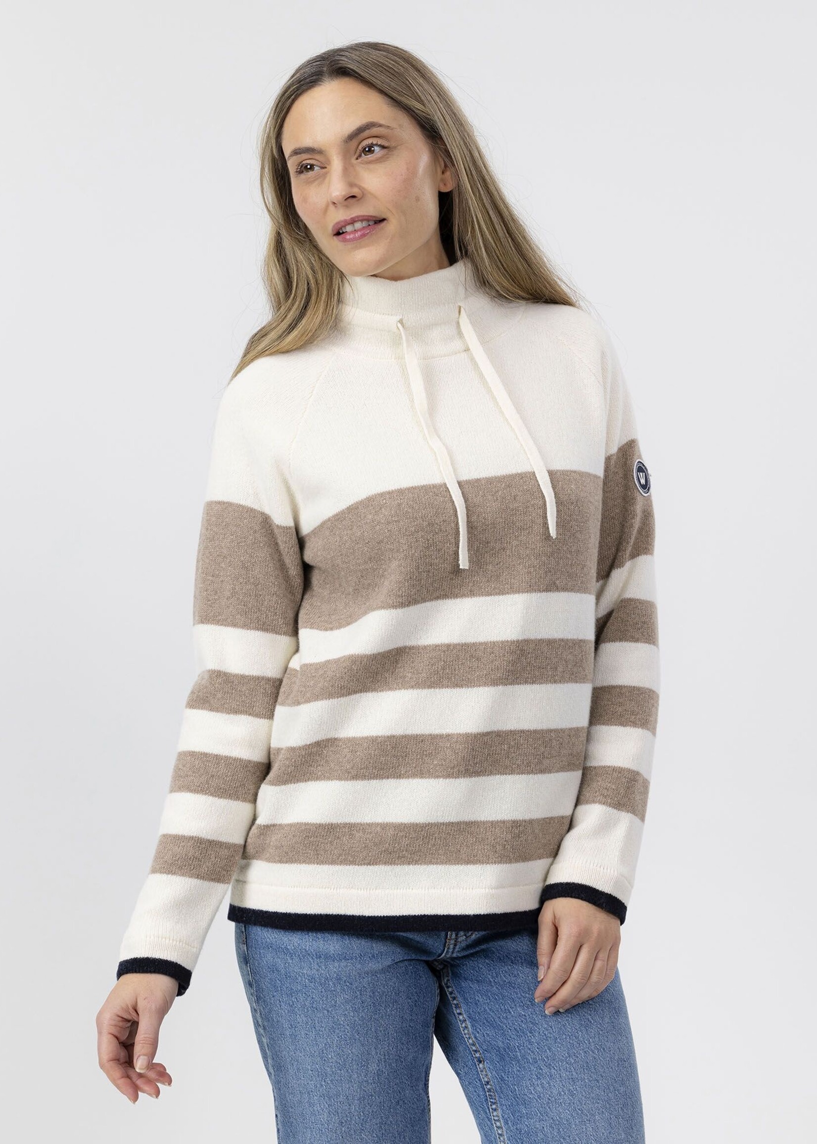 Holebrook HoleBrook Angelika Windproof Sweater - Off White Beige Stripe