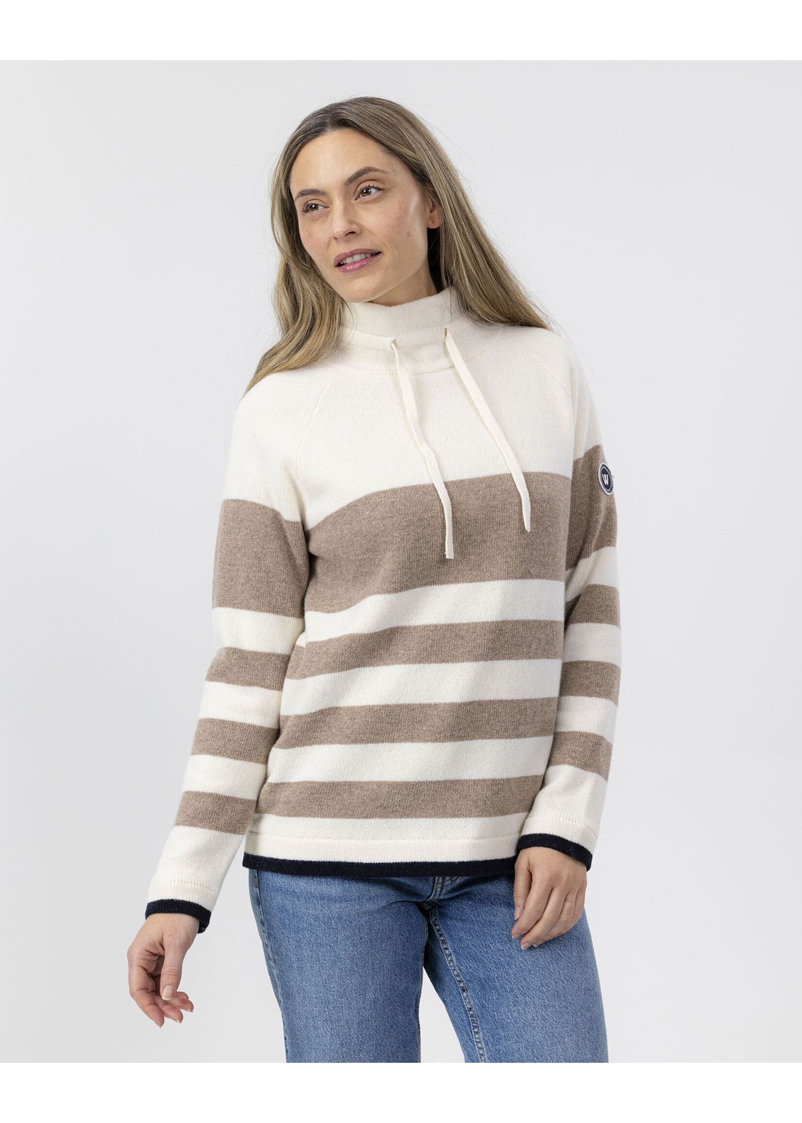 Holebrook HoleBrook Angelika Windproof Sweater - Off White Beige Stripe
