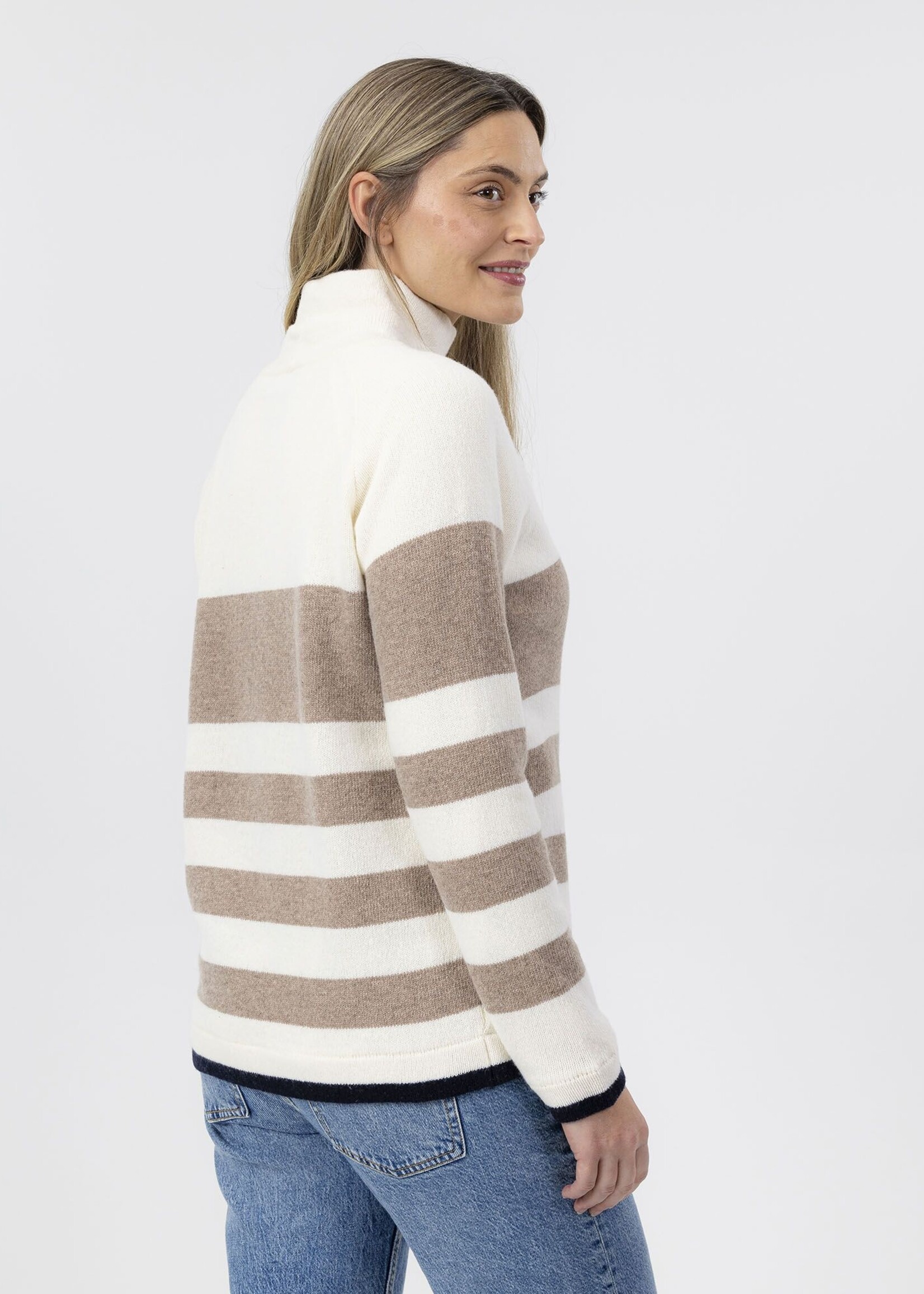 Holebrook HoleBrook Angelika Windproof Sweater - Off White Beige Stripe