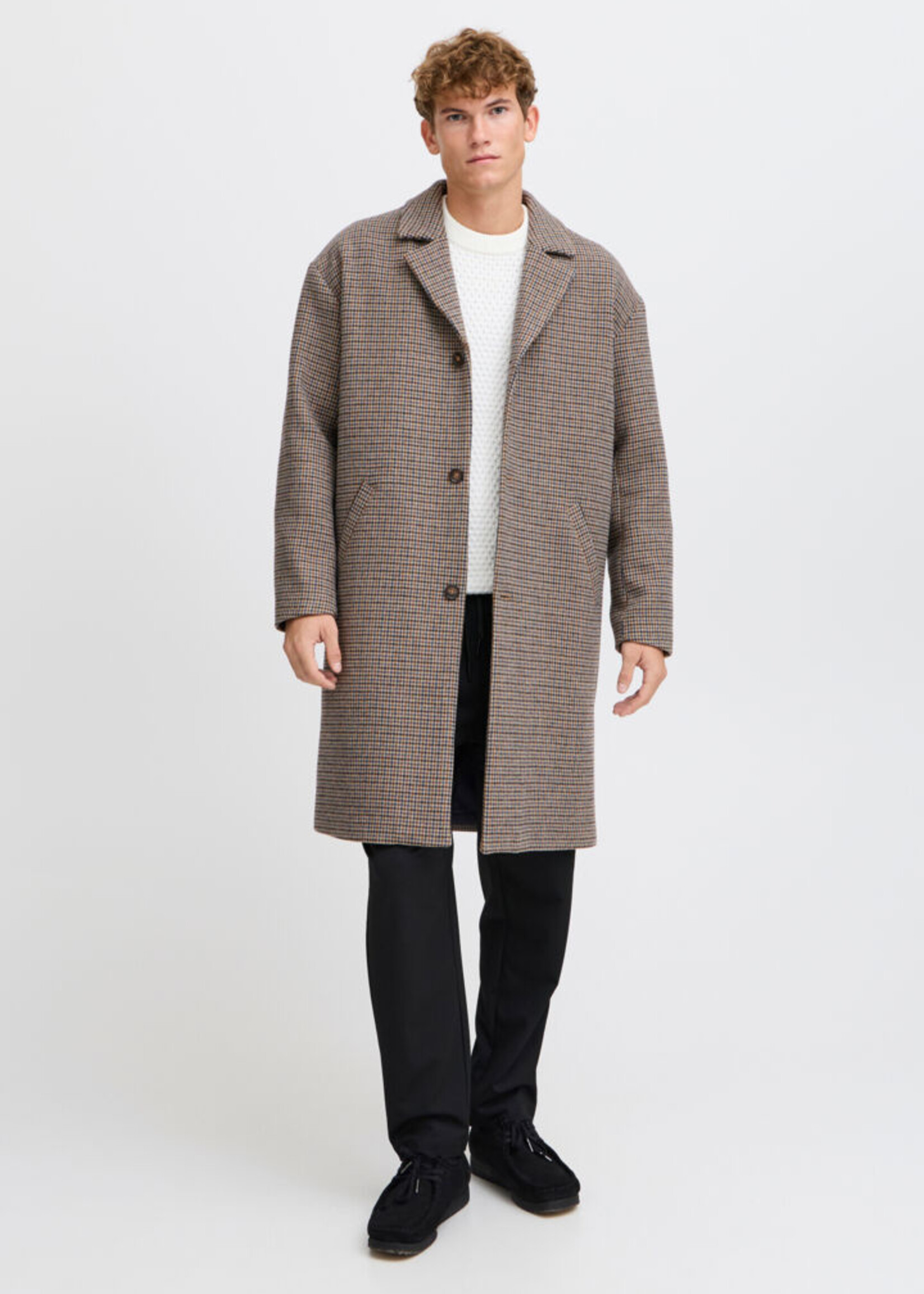 Casual Friday Casual Friday Claes Houndstooth Cheked Relaxed Coat - Silver Mink