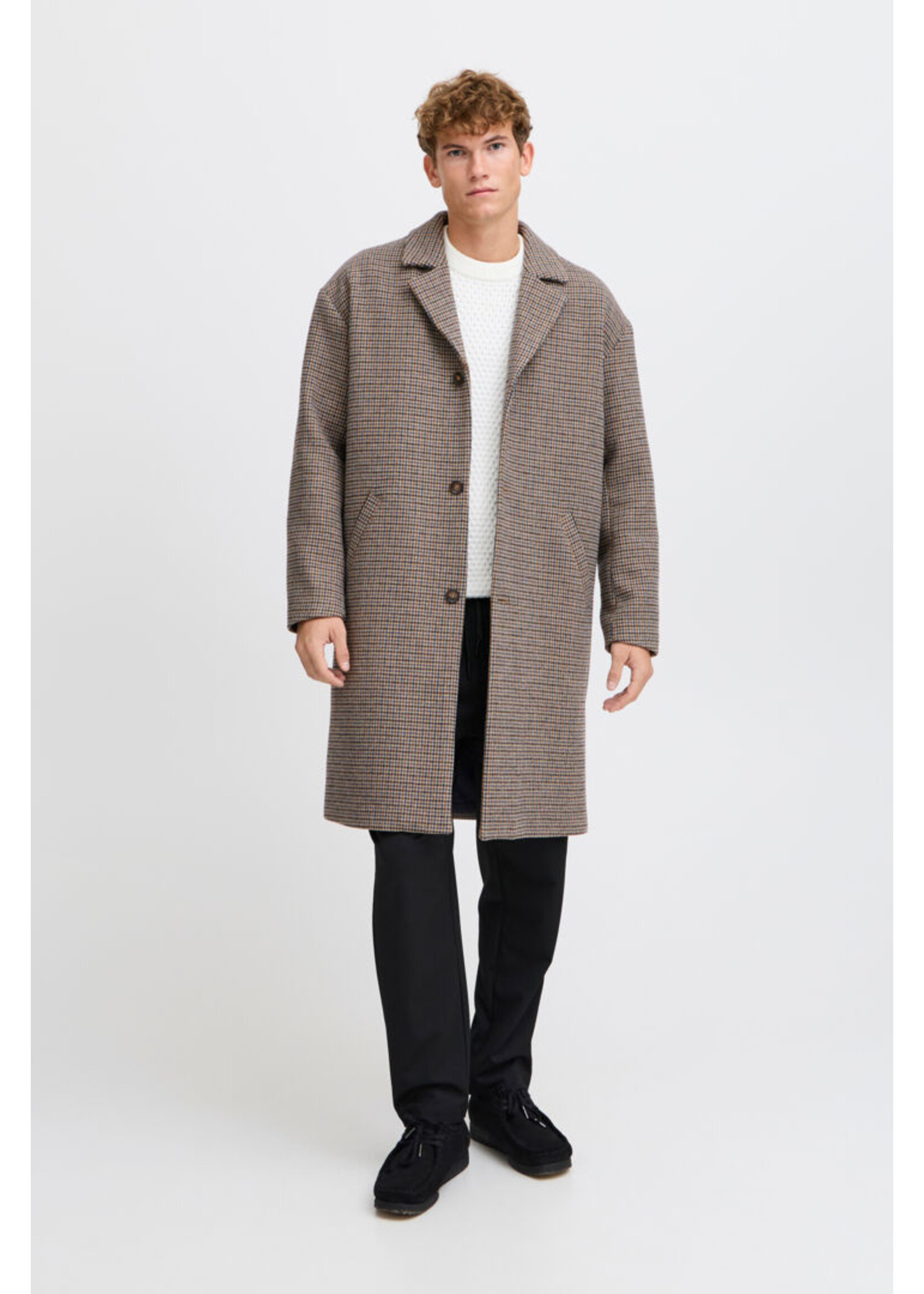 Casual Friday Casual Friday Claes Houndstooth Cheked Relaxed Coat - Silver Mink