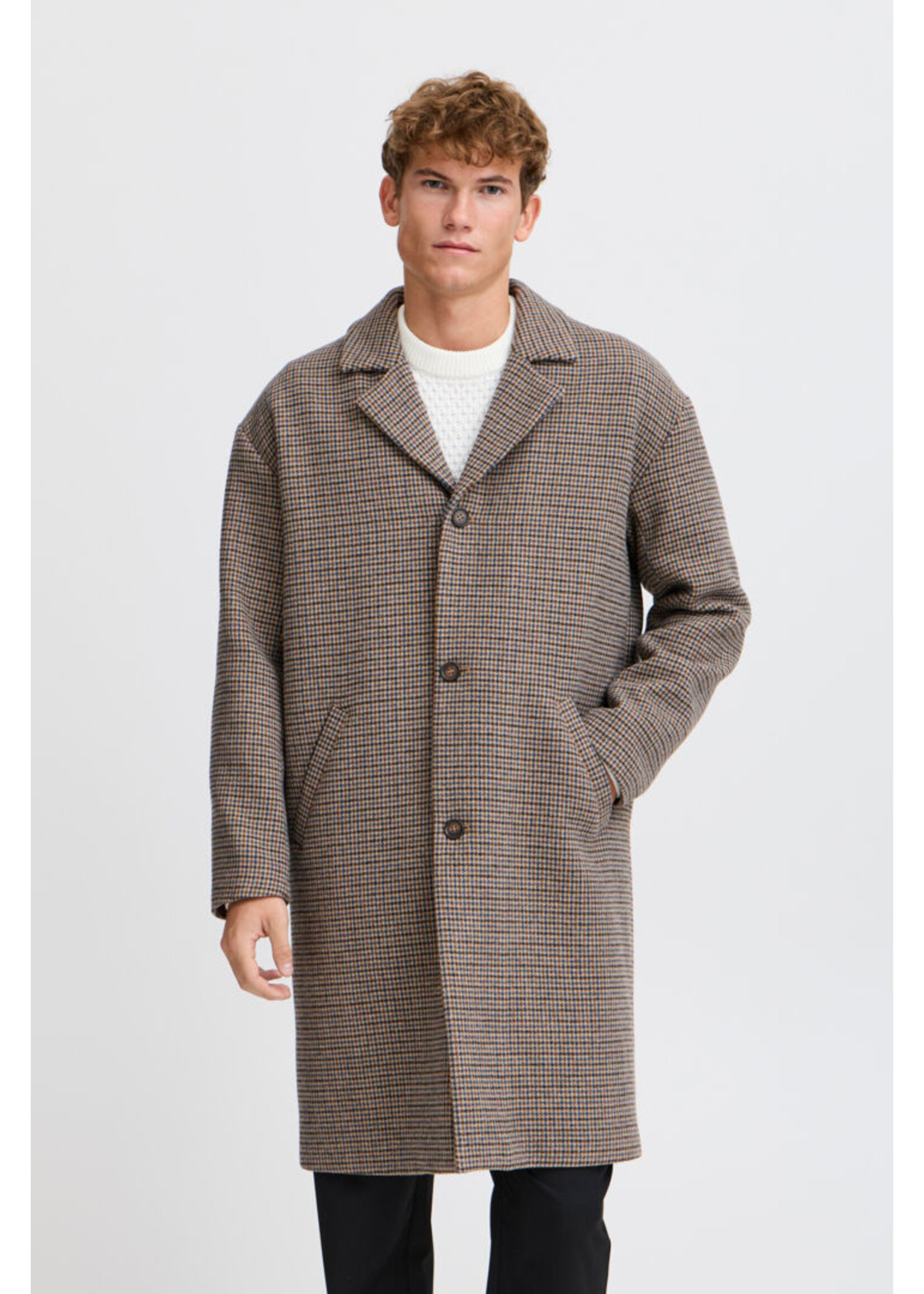 Casual Friday Casual Friday Manteau Claes Houndstooth Coupe Relax- Silver Mink