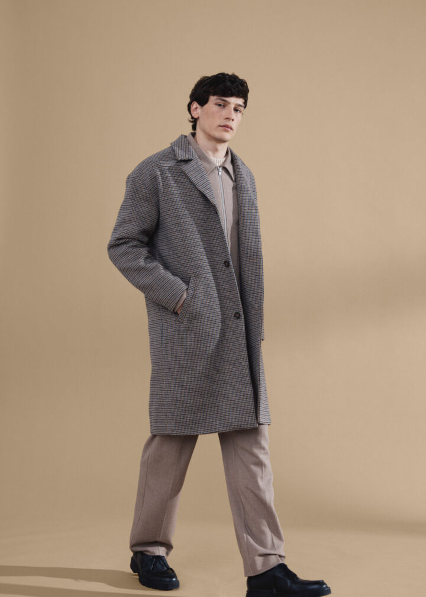 Casual Friday Casual Friday Claes Houndstooth Cheked Relaxed Coat - Silver Mink
