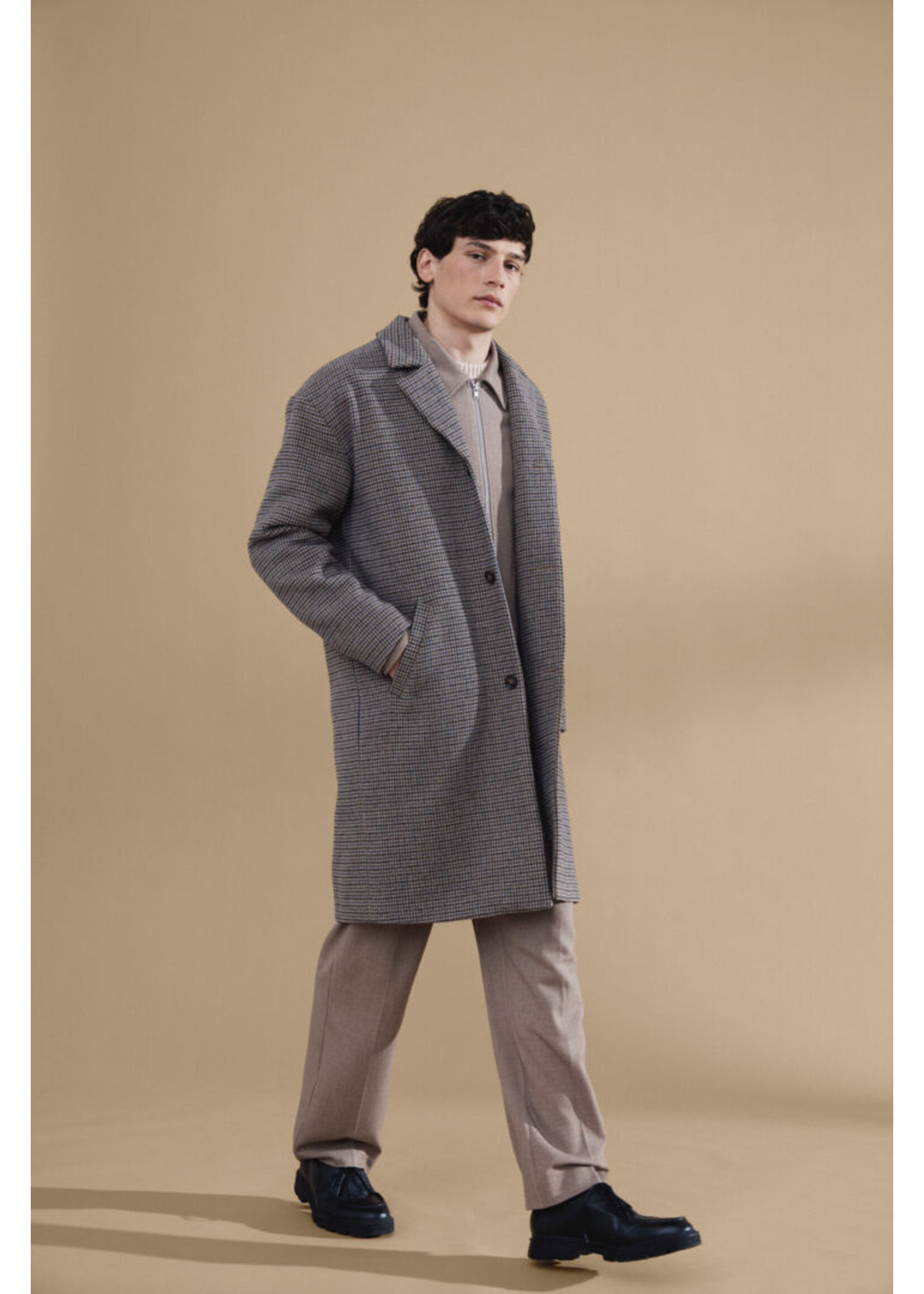 Casual Friday Casual Friday Manteau Claes Houndstooth Coupe Relax- Silver Mink