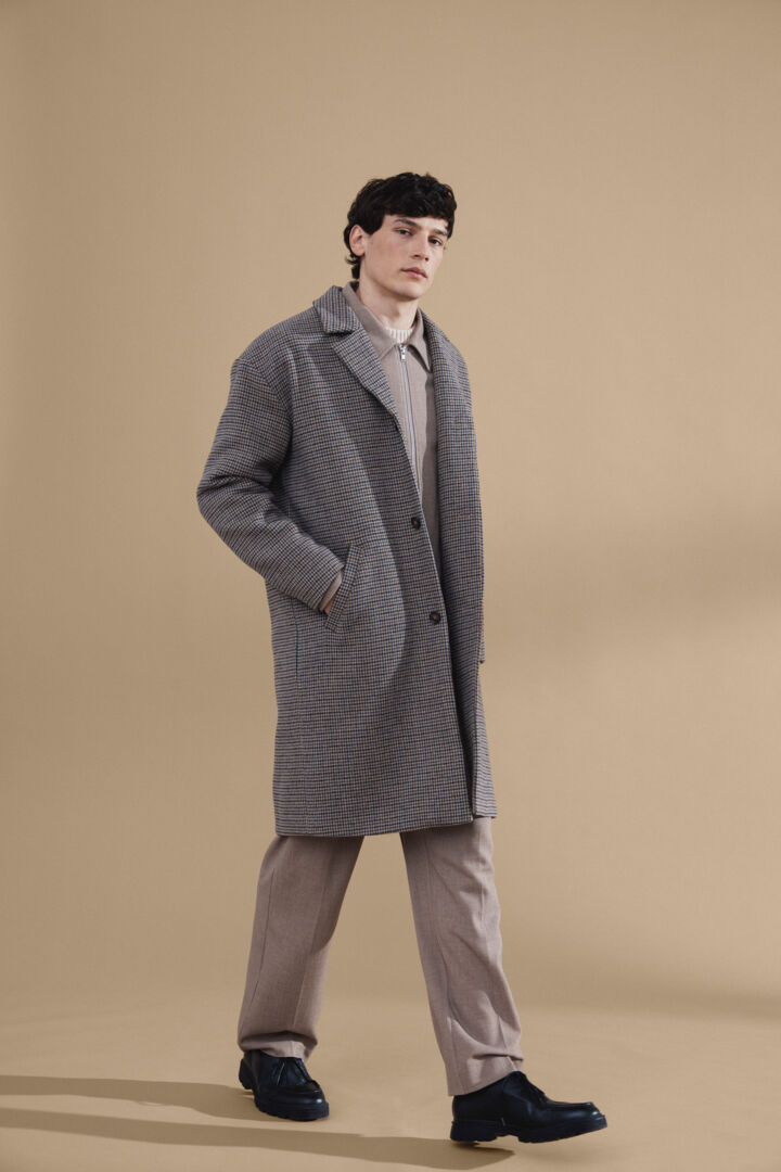 CF Claes Houndstooth Cheked Relaxed Coat - Silver Mink - Boutique