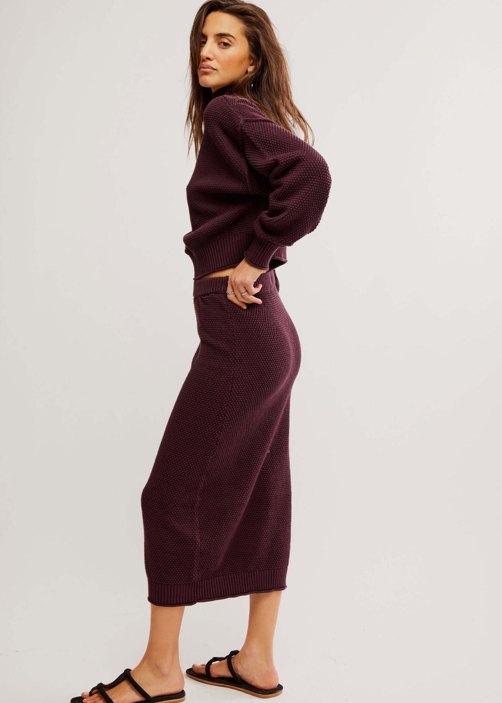 Free People Free People Hailee Sweater Skirt Set - Vintage Wine