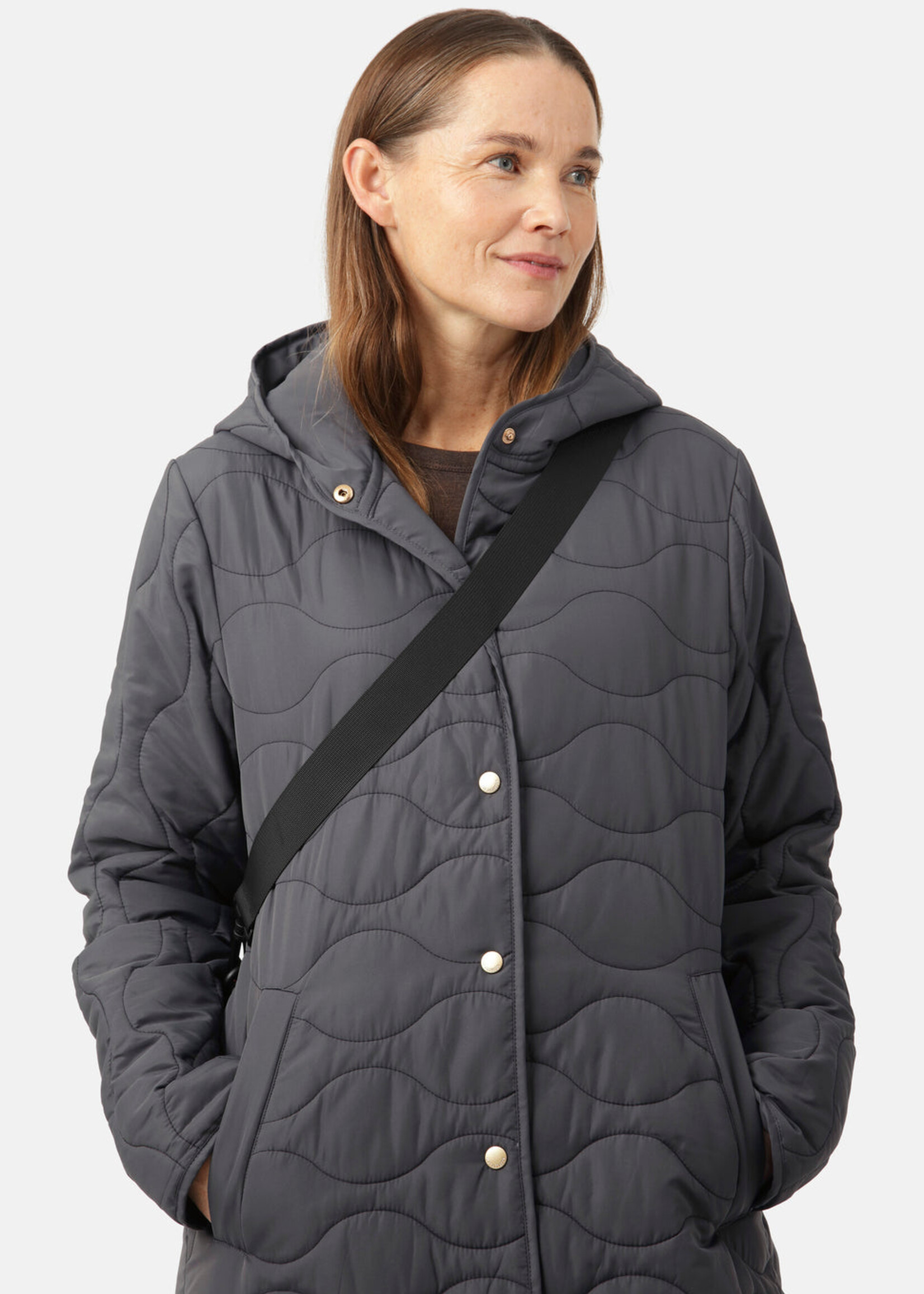 IJ Long Quilted Coat Asphalt Boutique Evasion Vendredi Chic