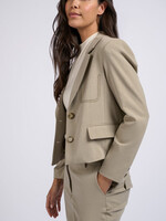 Yaya Women YAYA Short Woven Blazer With Contrast - Timber Wolf Brown Melange