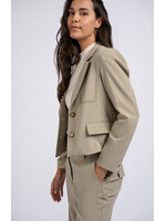 Yaya Women YAYA Short Woven Blazer With Contrast - Timber Wolf Brown Melange