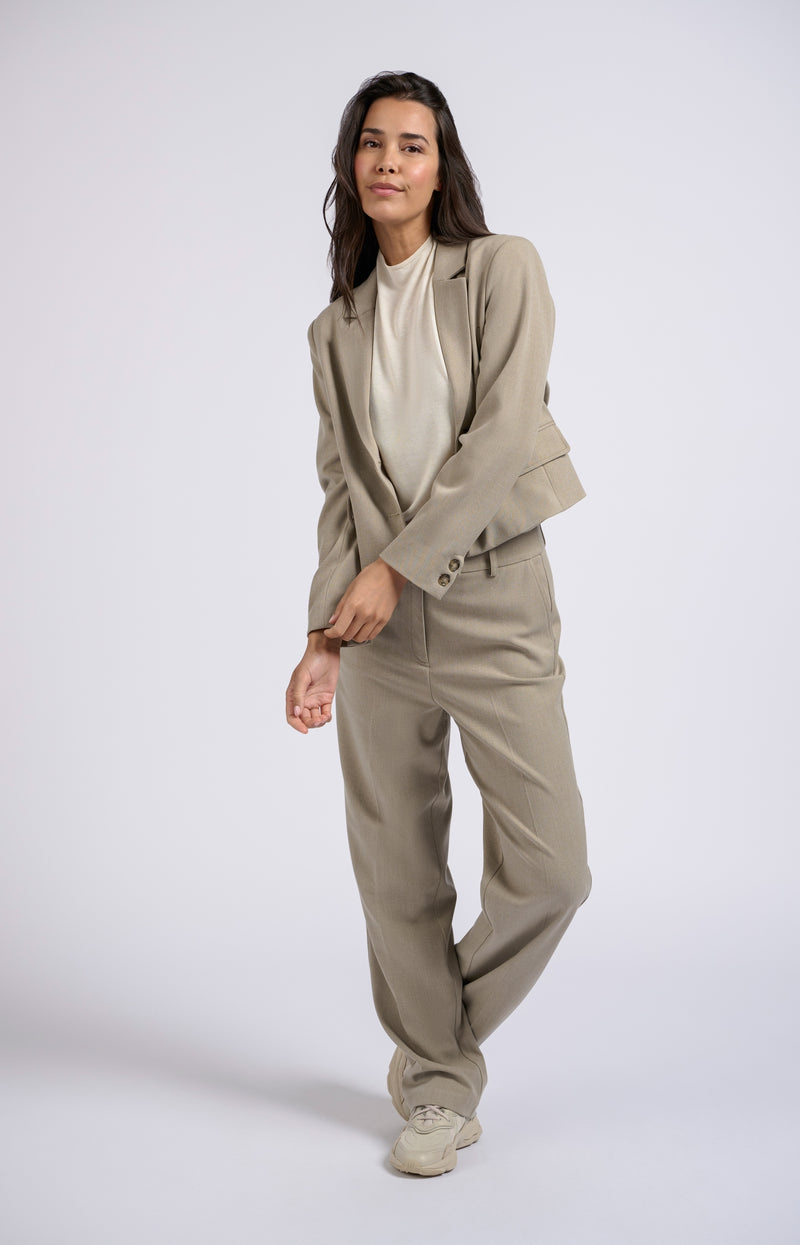 YY Woven Straight Fit Pantalon - Timber Wolf Brown Melange