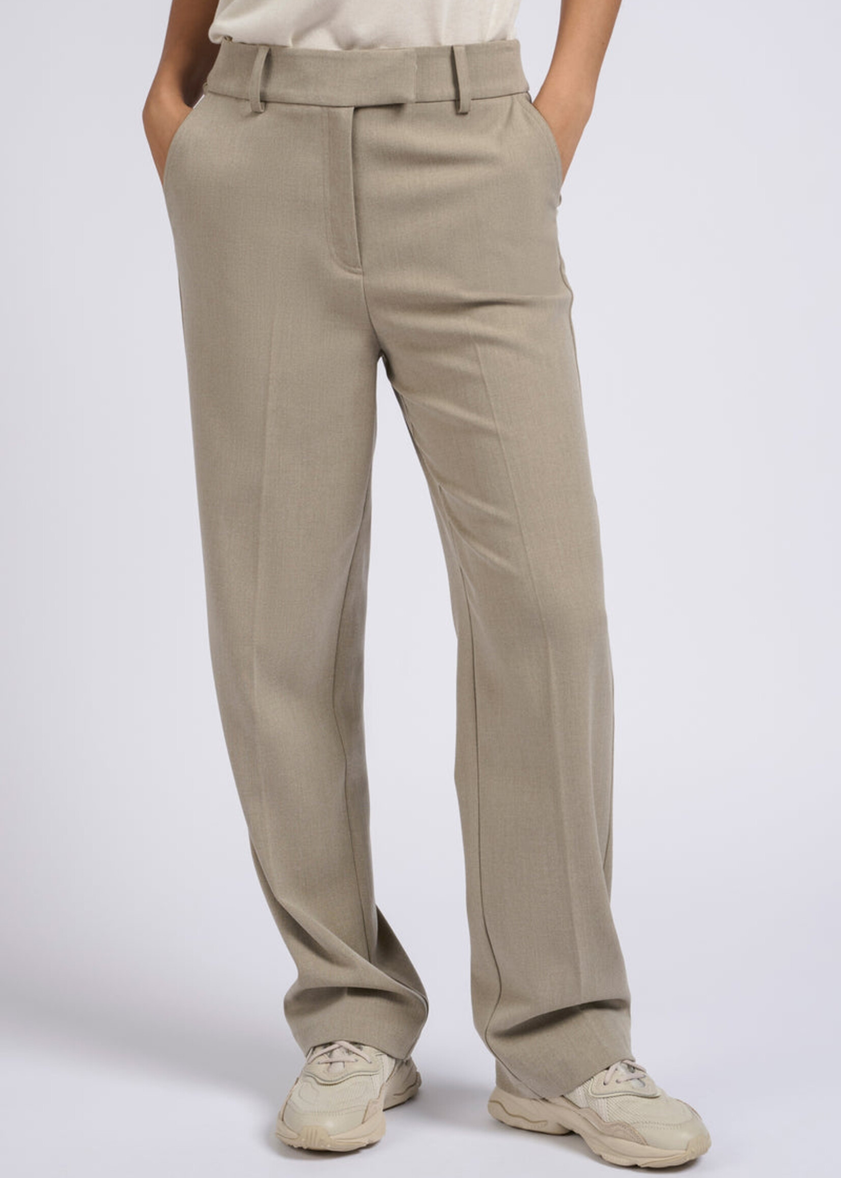 Yaya Women YAYA Pantalon Droit Tissé - Timber Wolf Brown Melange