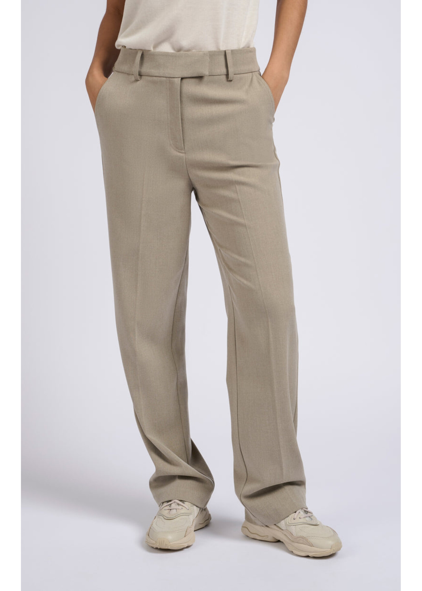 Yaya Women YAYA Woven Straight Fit Pantalon - Timber Wolf Brown Melange