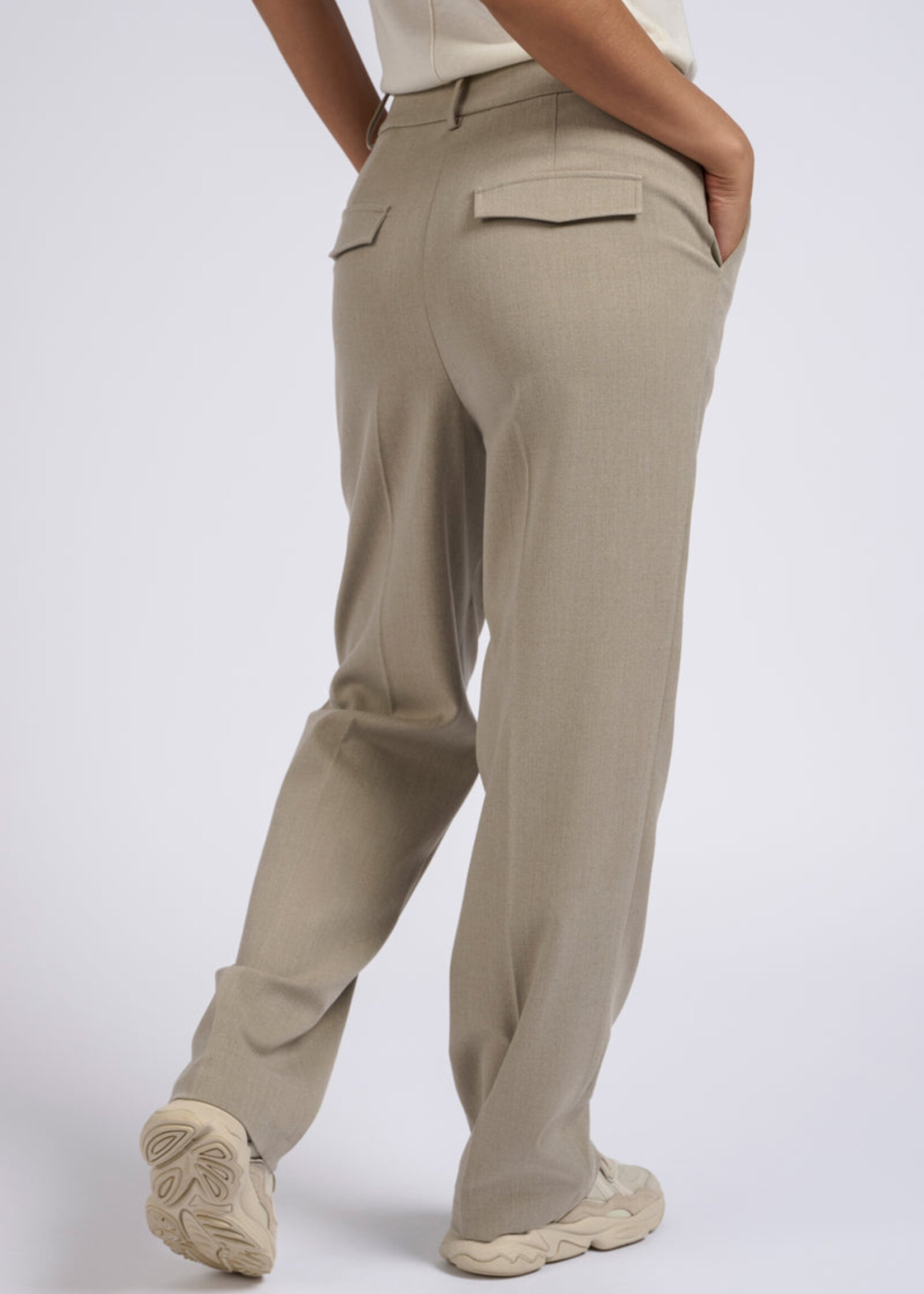Yaya Women YAYA Pantalon Droit Tissé - Timber Wolf Brown Melange