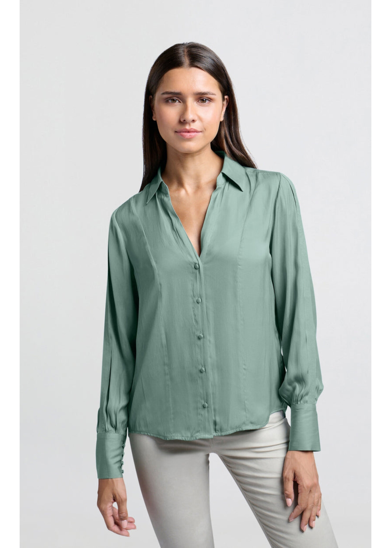 Yaya Women YAYA Chemisier Avec Détails Plié Sur La Manche - Vert Jade