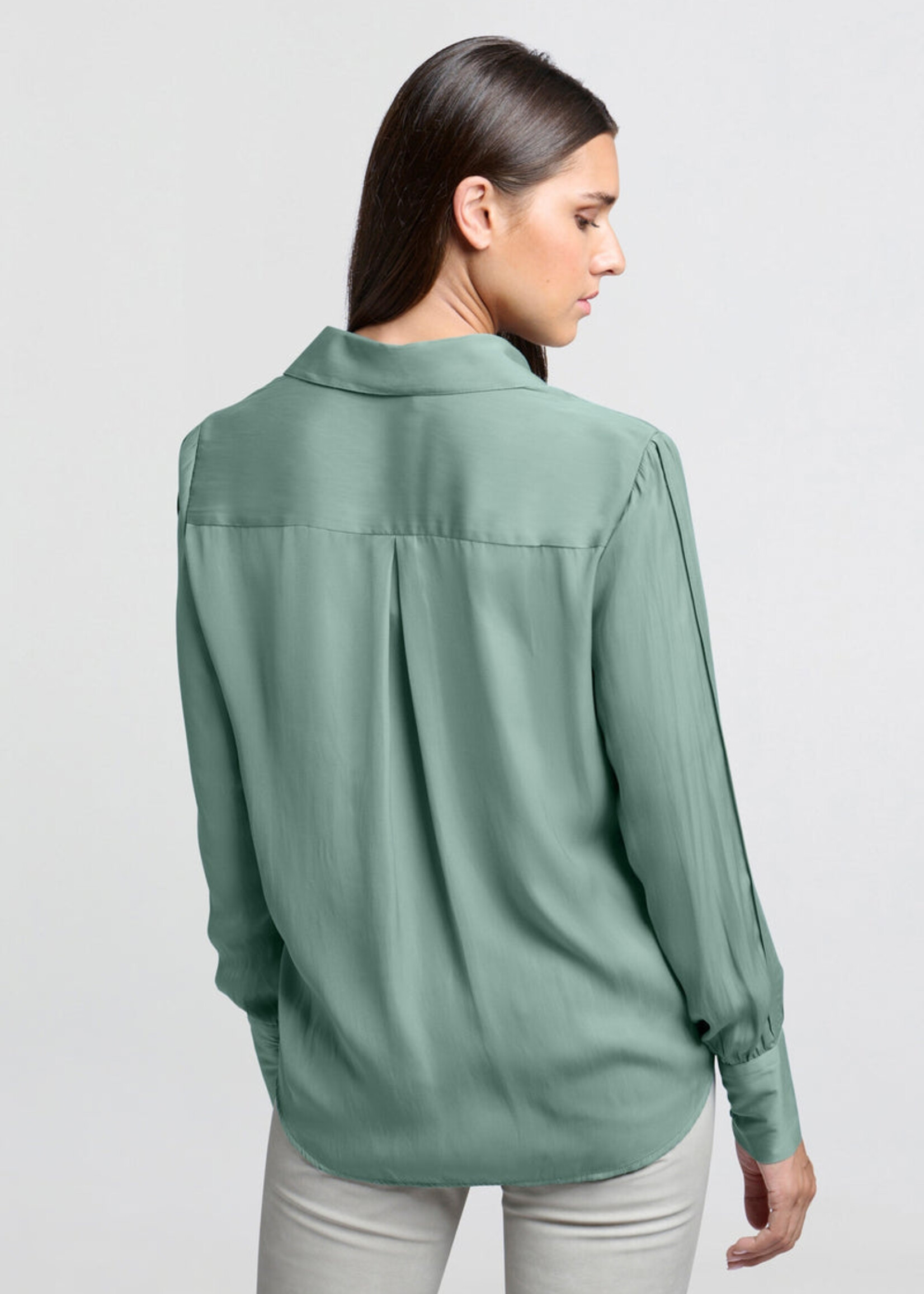 Yaya Women YAYA Chemisier Avec Détails Plié Sur La Manche - Vert Jade