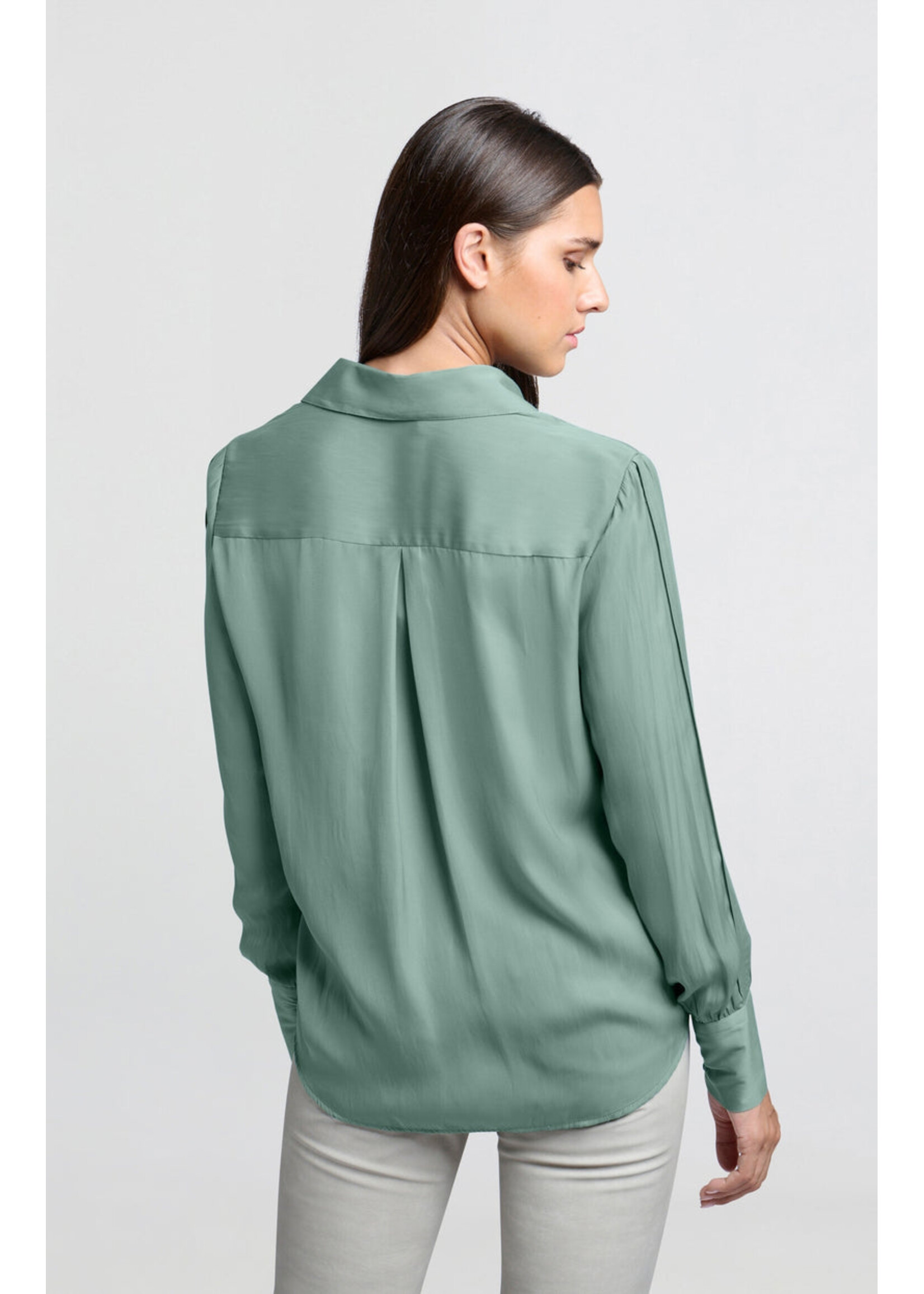 Yaya Women YAYA Blouse w/ Folded Detail On Sleeve - Jade Green