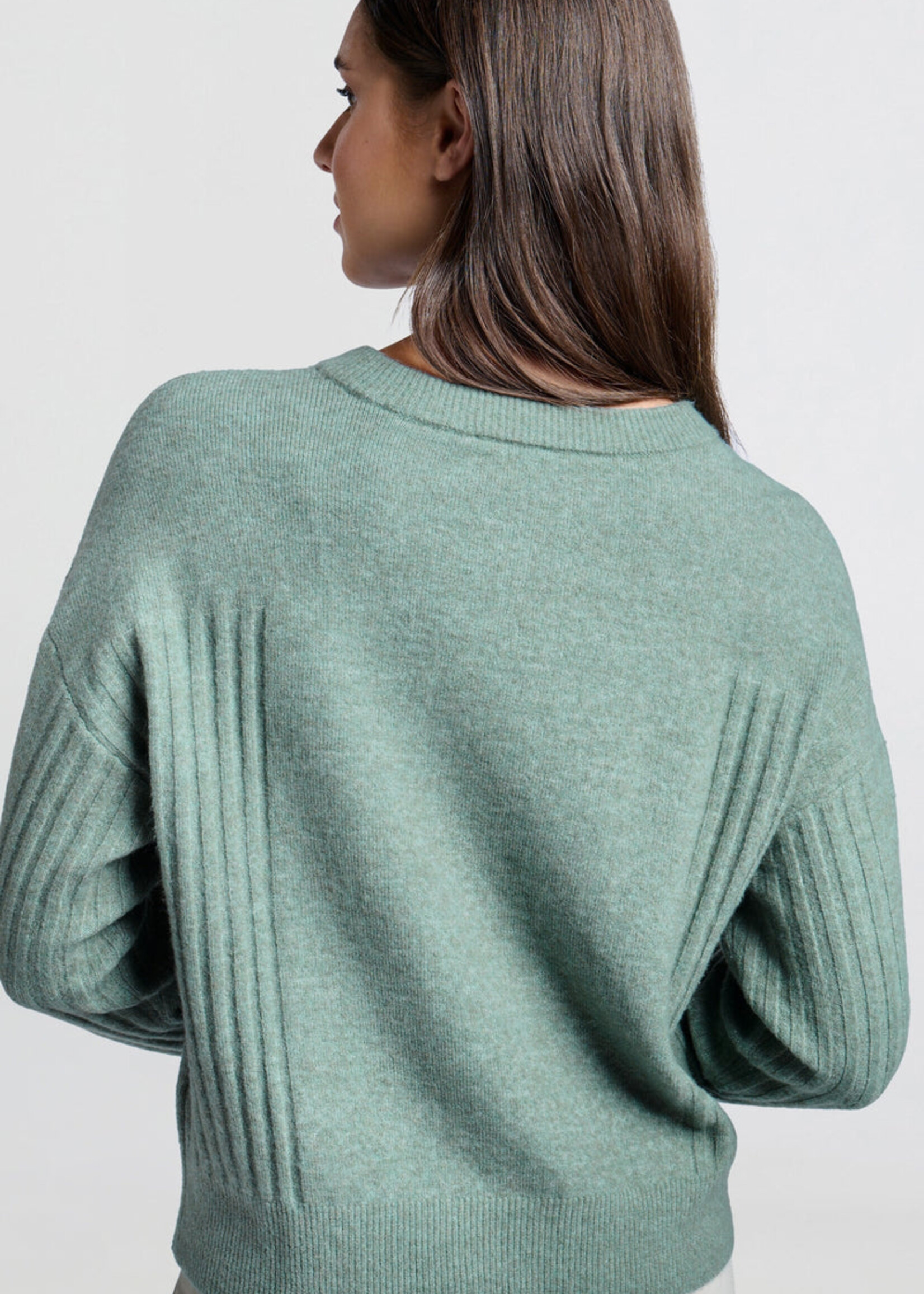 Yaya Women YAYA Sweater with Rib Detail - Jade Green