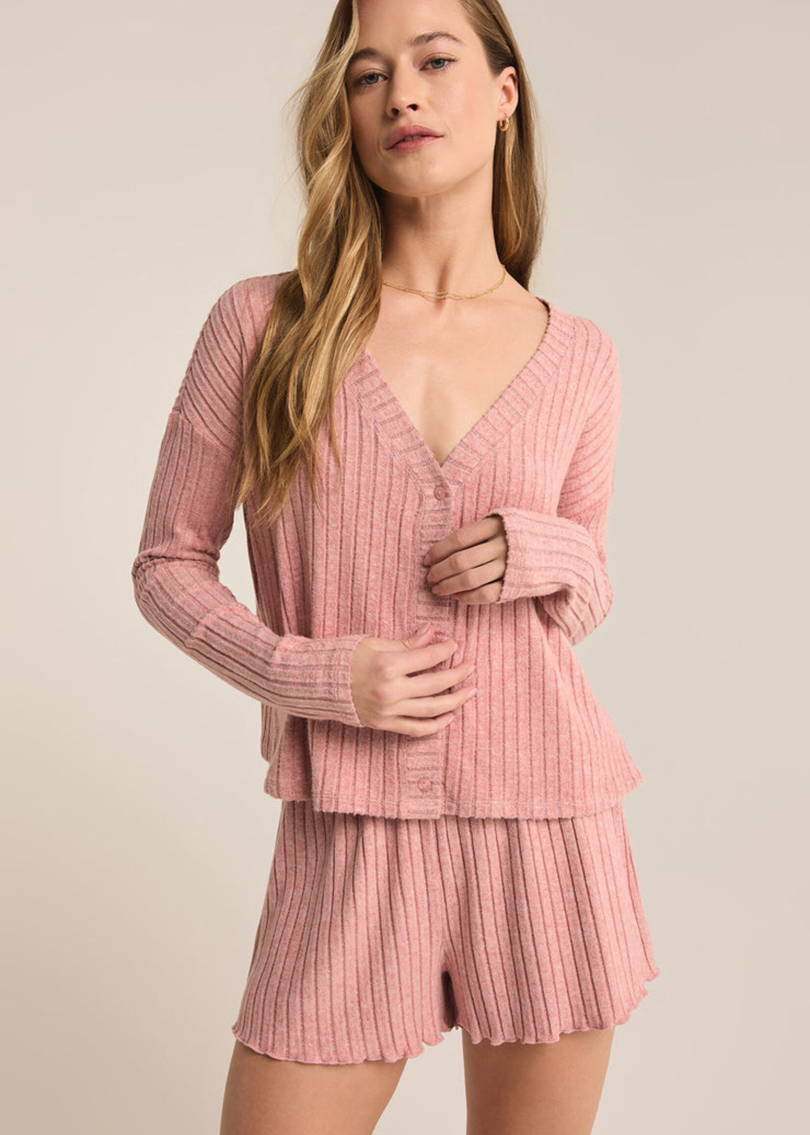 Z-Supply Z-Supply Mara Long-Sleeved Cardigan Top - RoseBud