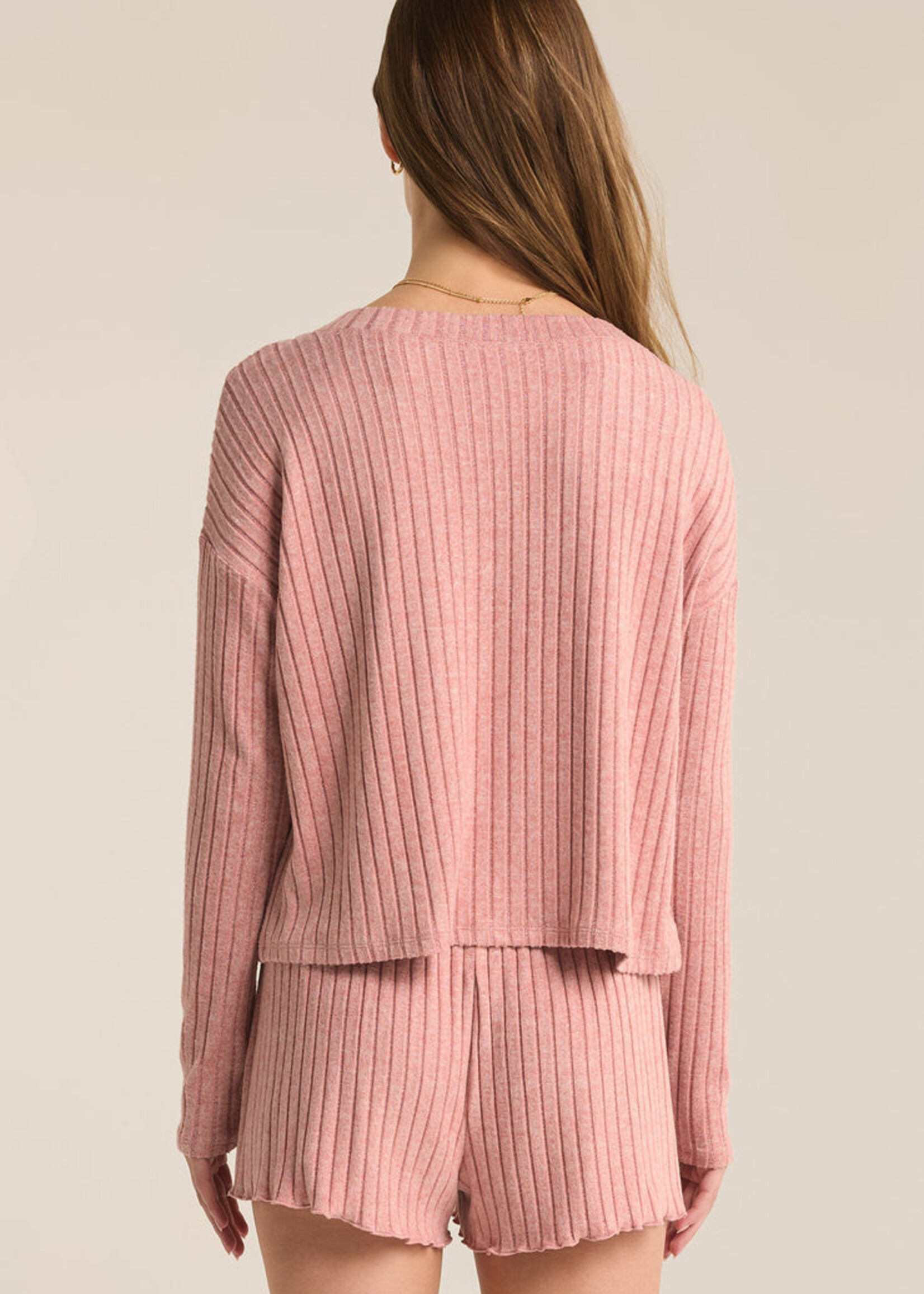 Z-Supply Z-Supply Mara Long-Sleeved Cardigan Top - RoseBud