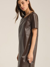 chinese dress ladies Black Faux Leather Sleeveless Midi Dress - Midi Dresses main image 0