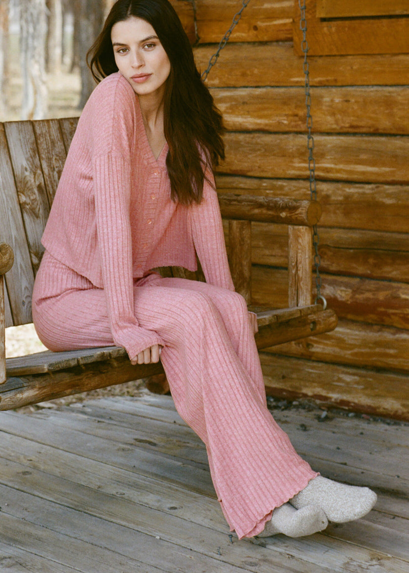 Z-Supply Z-Supply Dawn Smocked Rib Pant - Rosebud