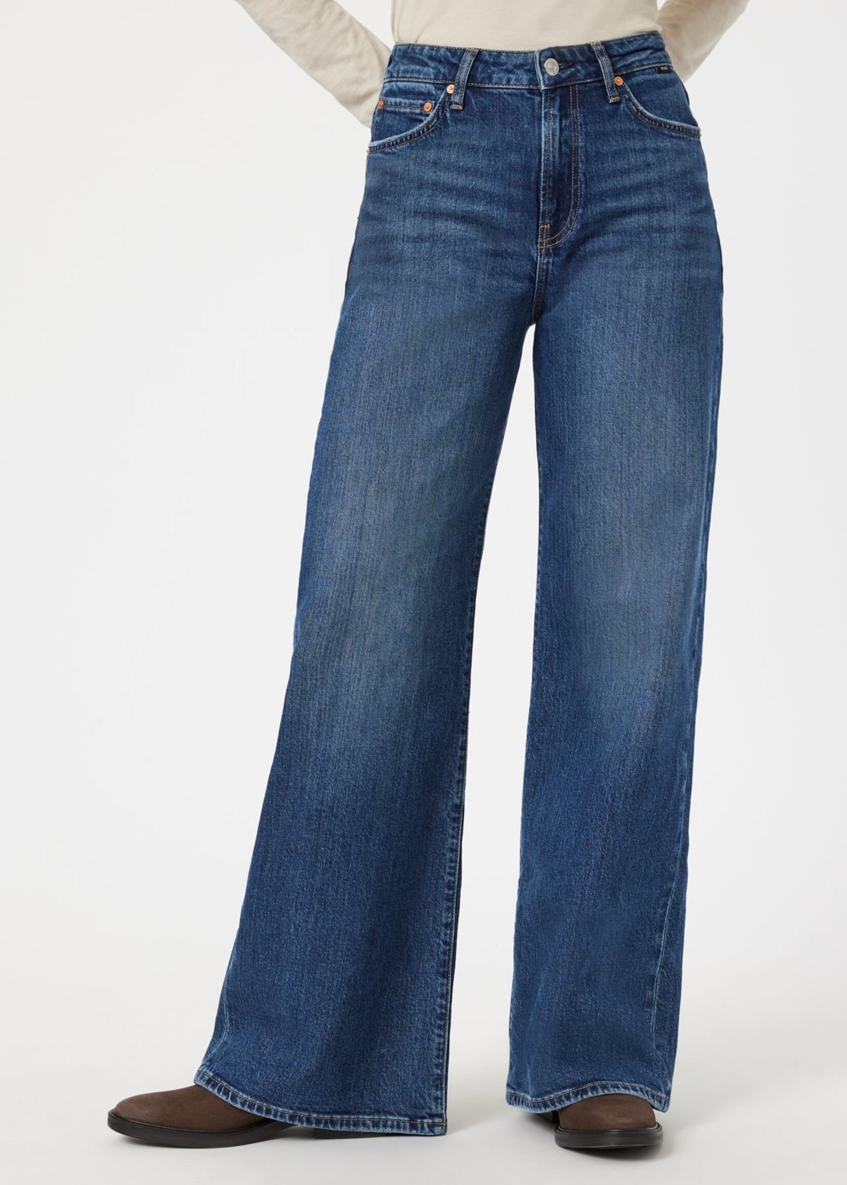 Mavi MAVI Pantalon Ample Taille Mi-Haute Florida à Jambe Large - Bleu Classique Minuit